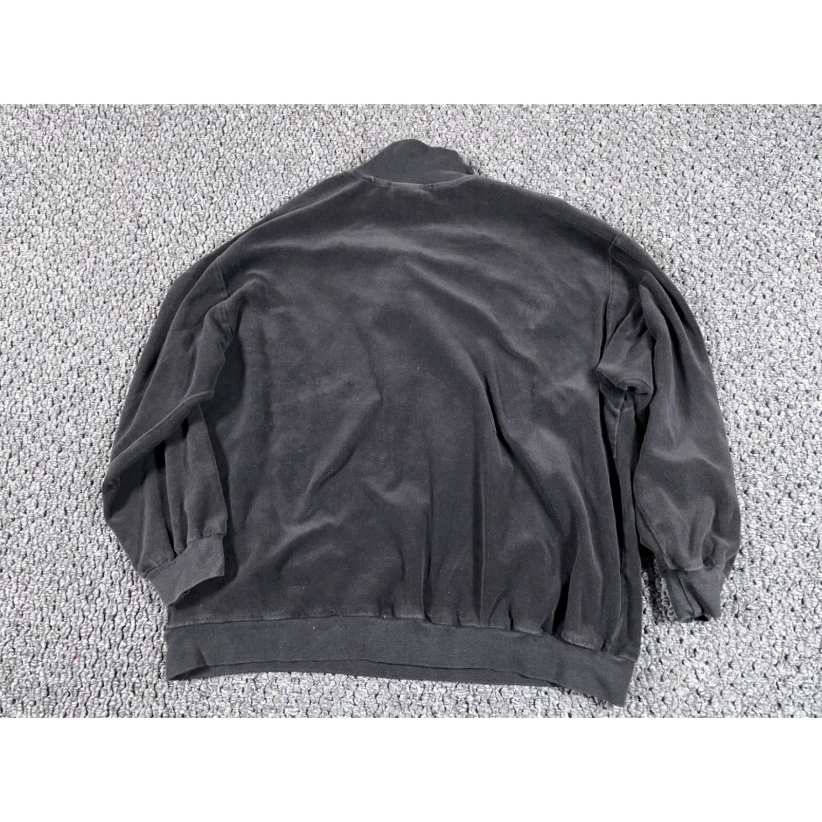 Vintage VTG 80s Velour Collared Shirt Women's Large Black Teal Boxy Fit Oversized Polo Size L / US 10 / IT 46 - 2 Thumbnail