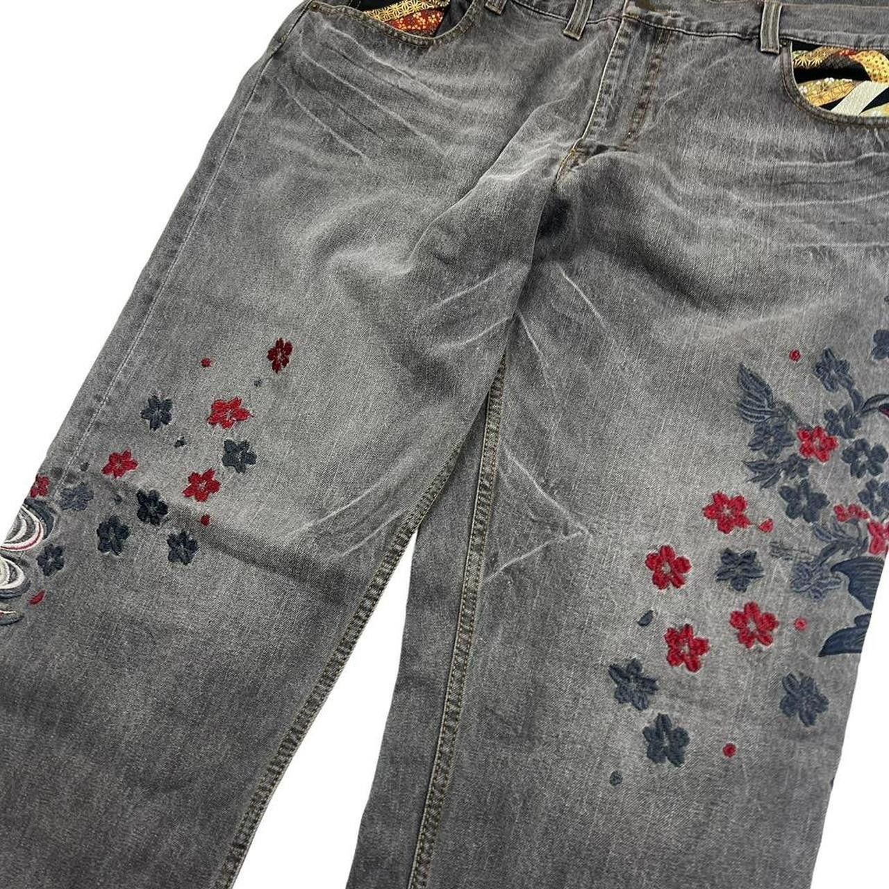 Japanese Brand Vintage Embroidered Koi Fish Japanese Denim Jeans Waist 42” Size US 42 / EU 58 - 2 Thumbnail