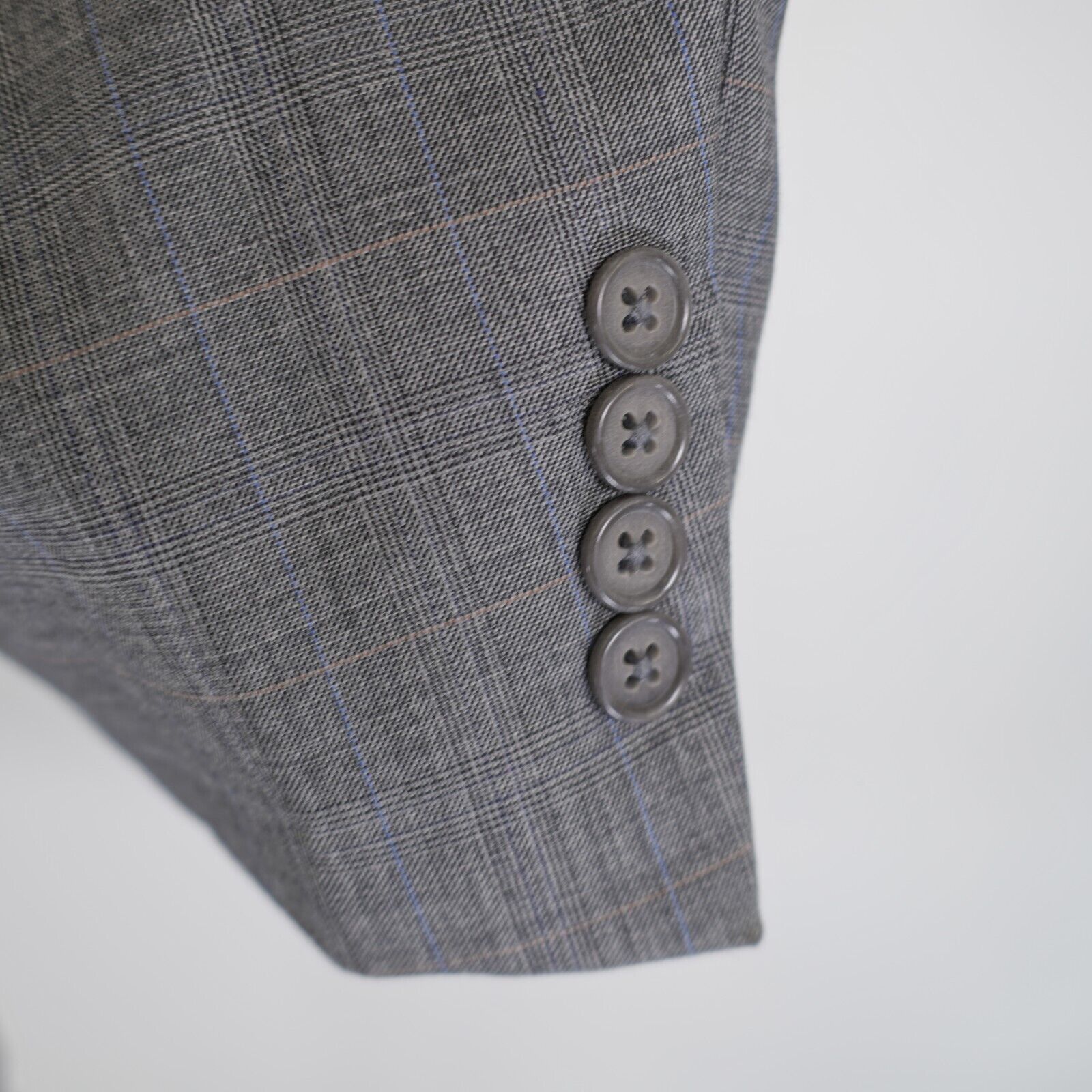Hart Schaffner Marx Hart Schaffner Marx Gold Trumpeter Wool Gray Plaid W/ Blue W Size 42L - 8 Thumbnail