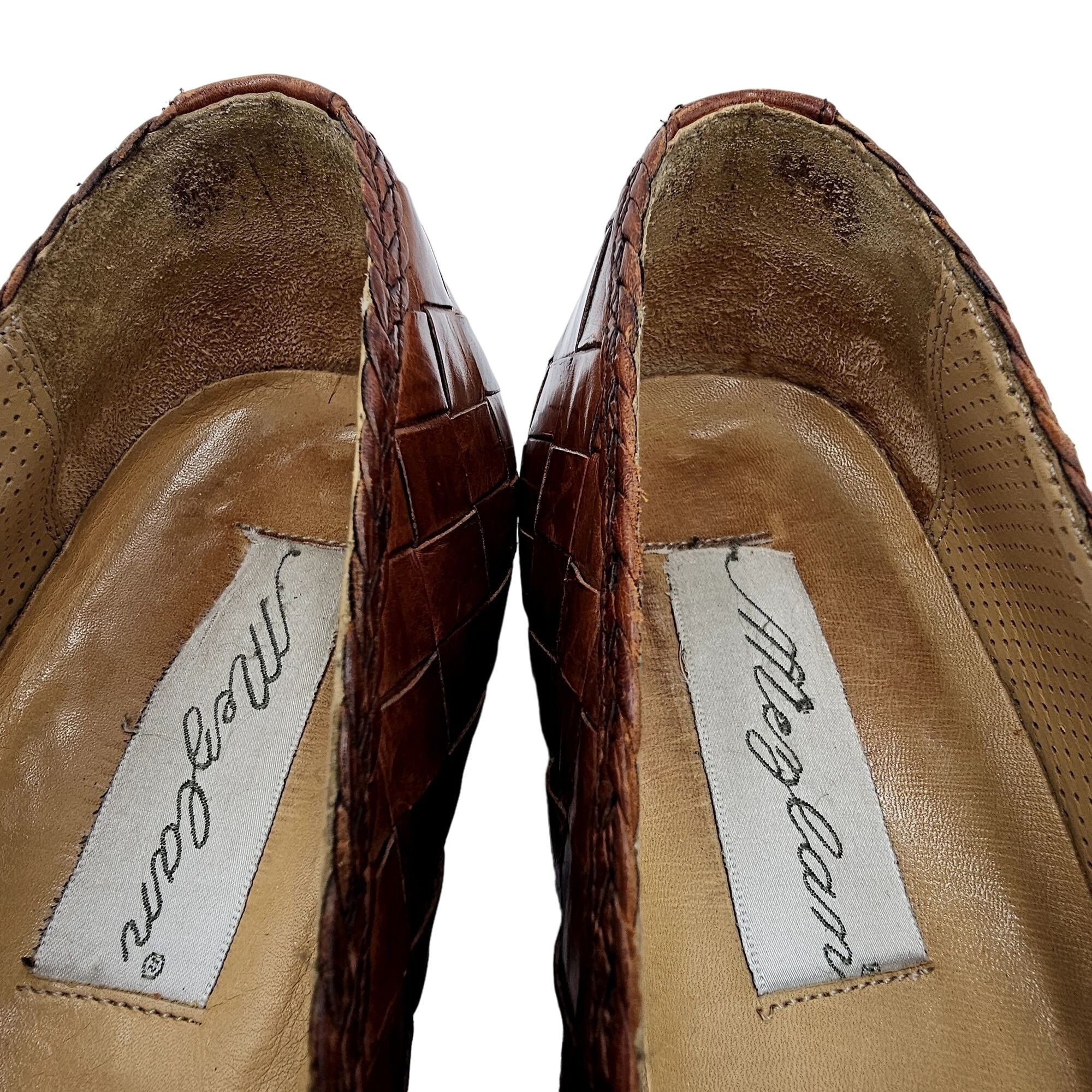 Mezlan Vintage Mezlan "Riviera" Men's Size 9.5 Brown Woven Leather Size US 9.5 / EU 42-43 - 3 Thumbnail