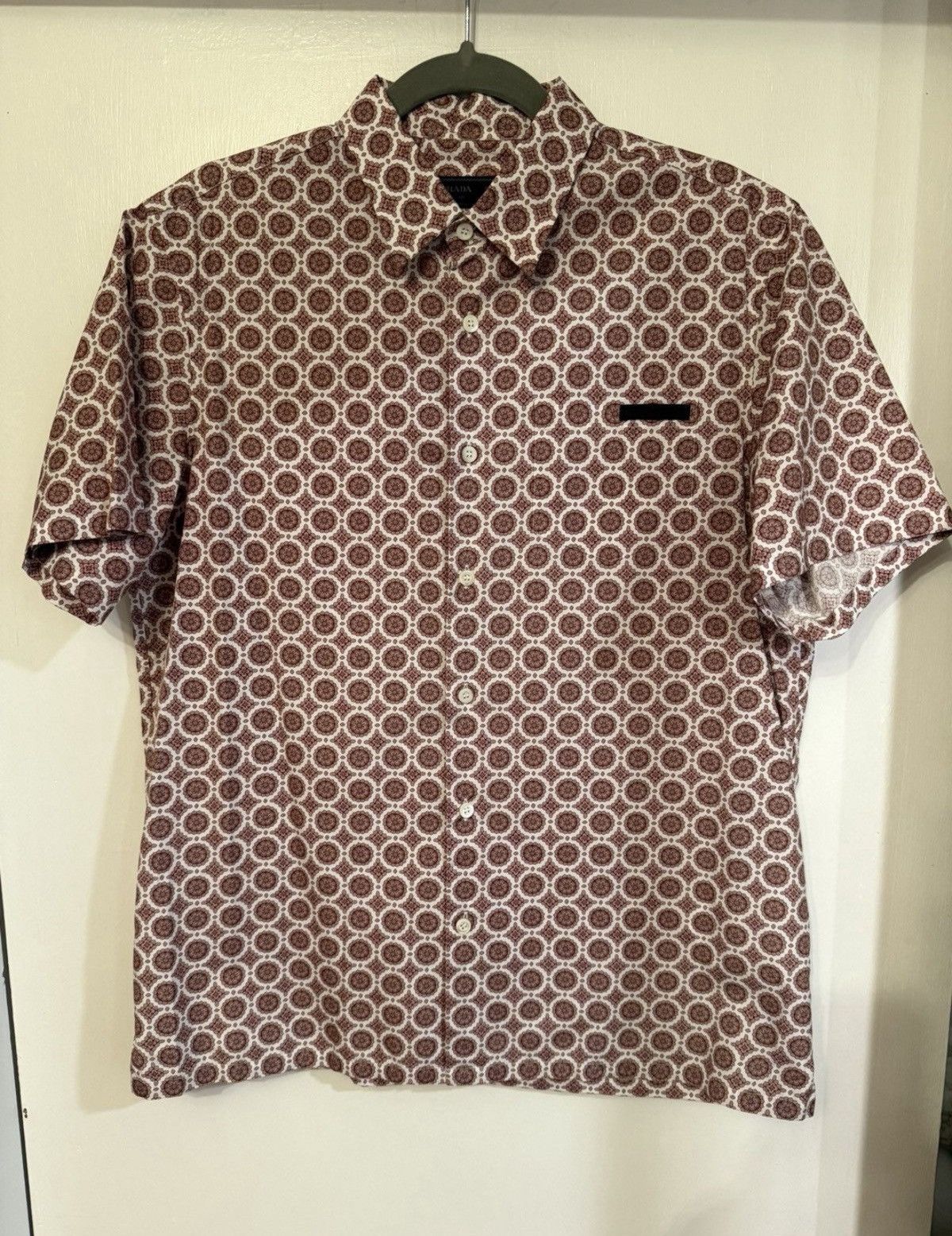 Medallion print short sleeve button up
