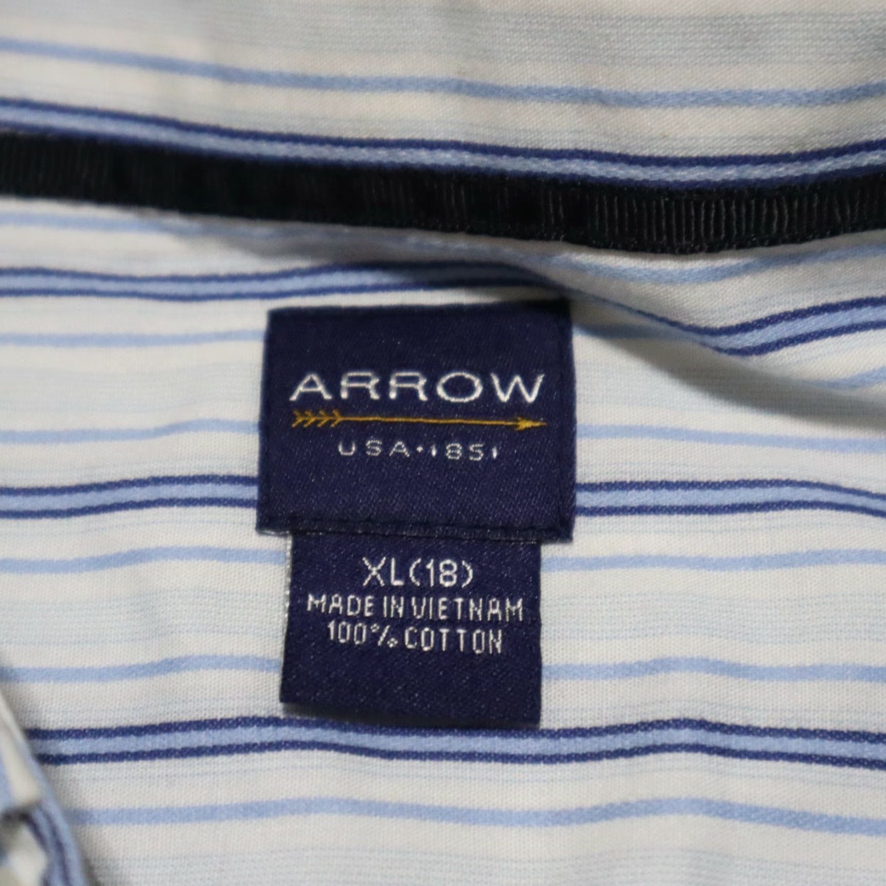 Arrow Arrow Shirt Dress Shirt Button-Down Collar XL 18 Blue Striped Men Size US XL / EU 56 / 4 - 4 Thumbnail