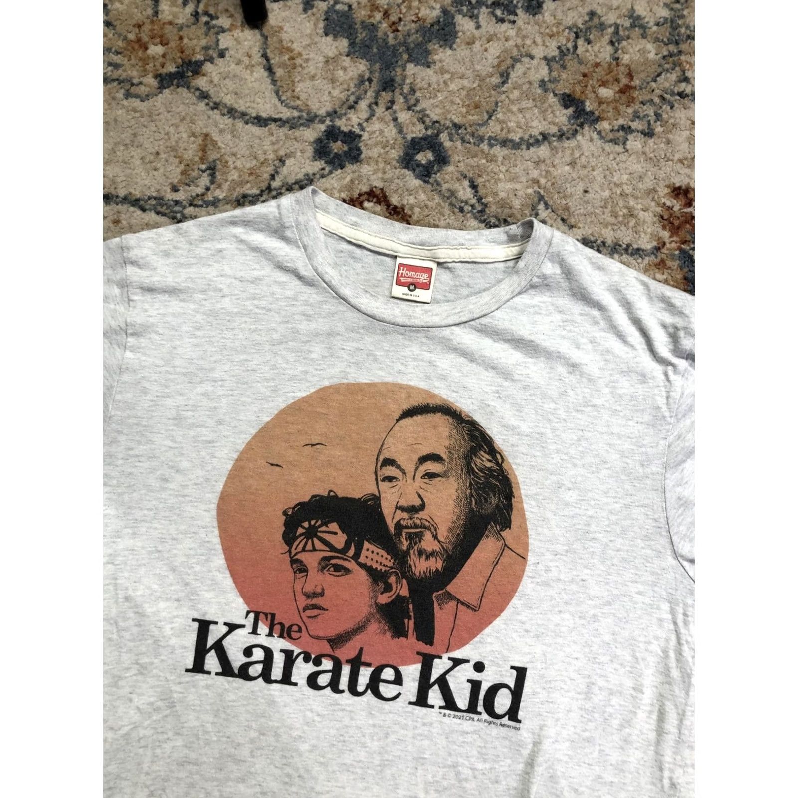 Vintage VINTAGE Homage Karate Kid Shirt Mens Medium Gray Mr Miyagi Daniel Graphic Tee Made USA Size US M / EU 48-50 / 2 - 6 Thumbnail