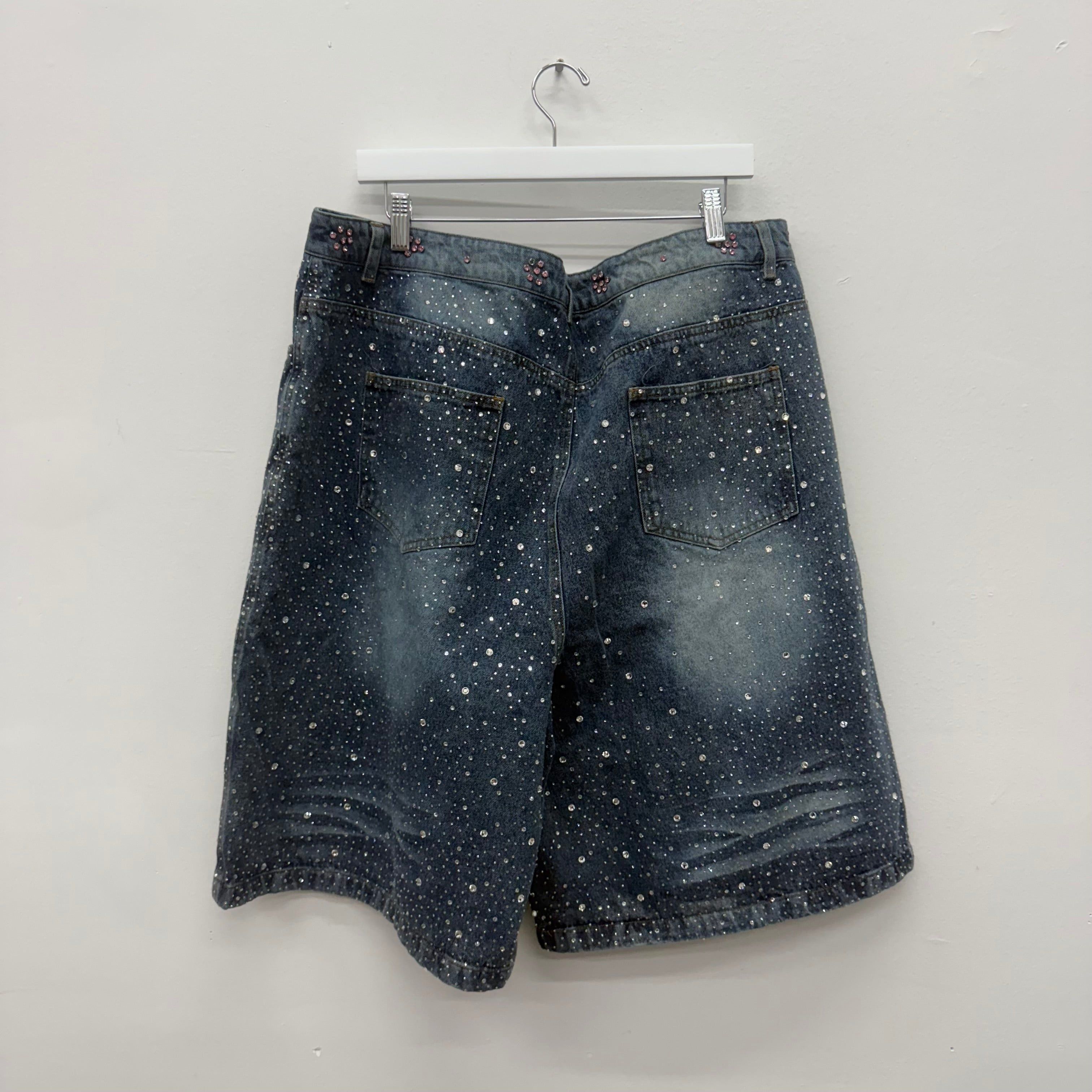 Vale Vale Valley Dreams Rhinestone Denim Shorts - Size 38 Size US 38 / EU 54 - 3 Thumbnail