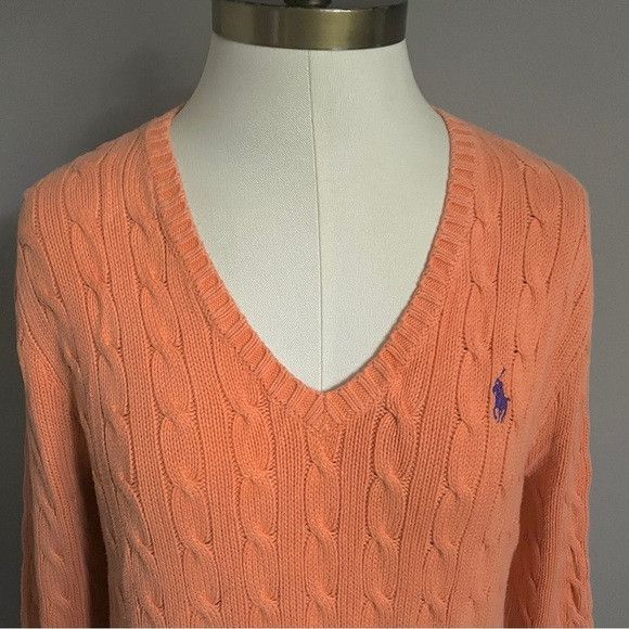 Ralph Lauren Ralph Lauren Cableknit Pullover V-Neck Sweater in Orange - M Size M / US 6-8 / IT 42-44 - 4 Thumbnail