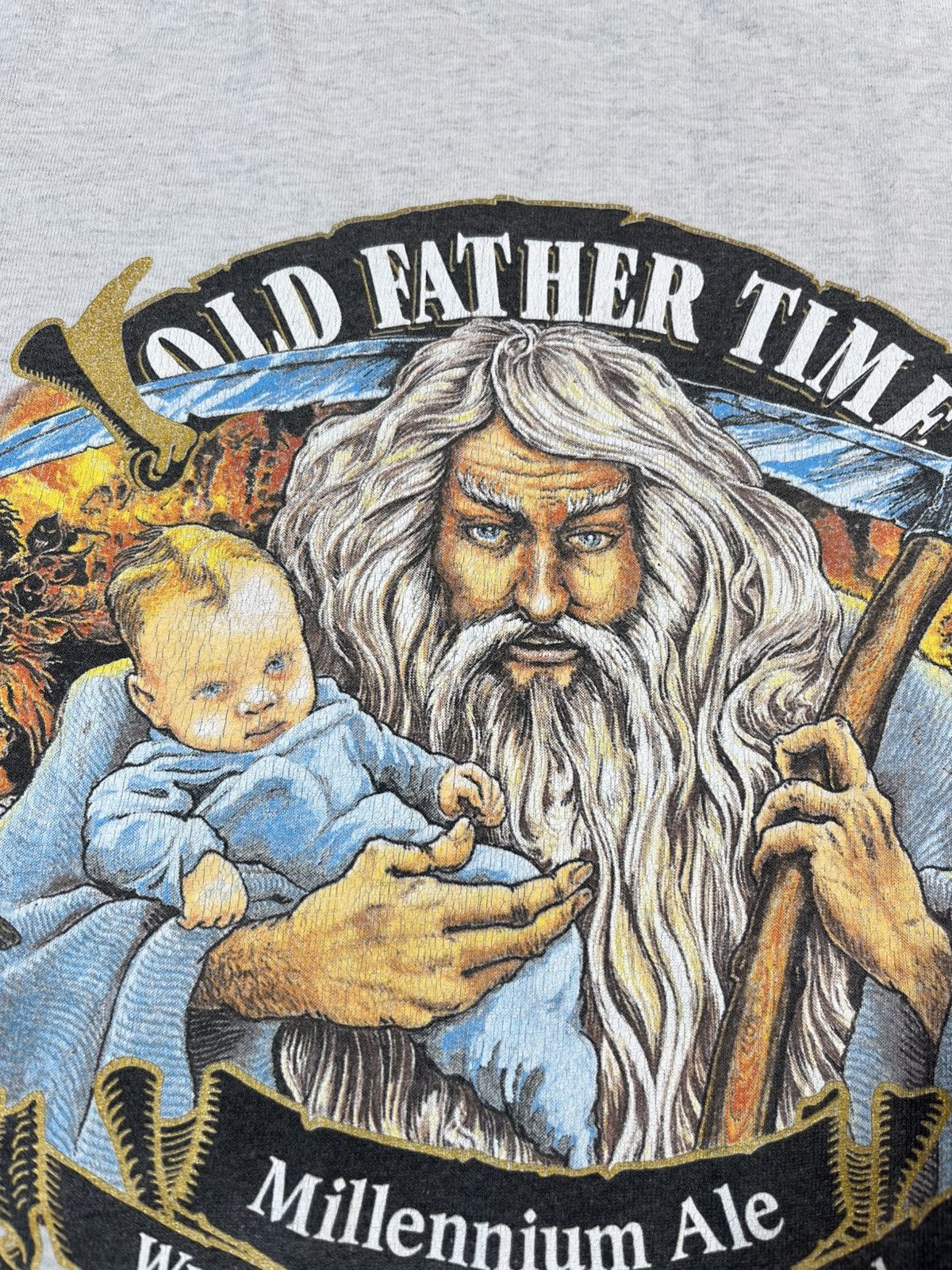 Band Tees × Vintage Vintage 90s Wychwood Brewery Hobgoblin New Old Father Time Size US XL / EU 56 / 4 - 10 Thumbnail