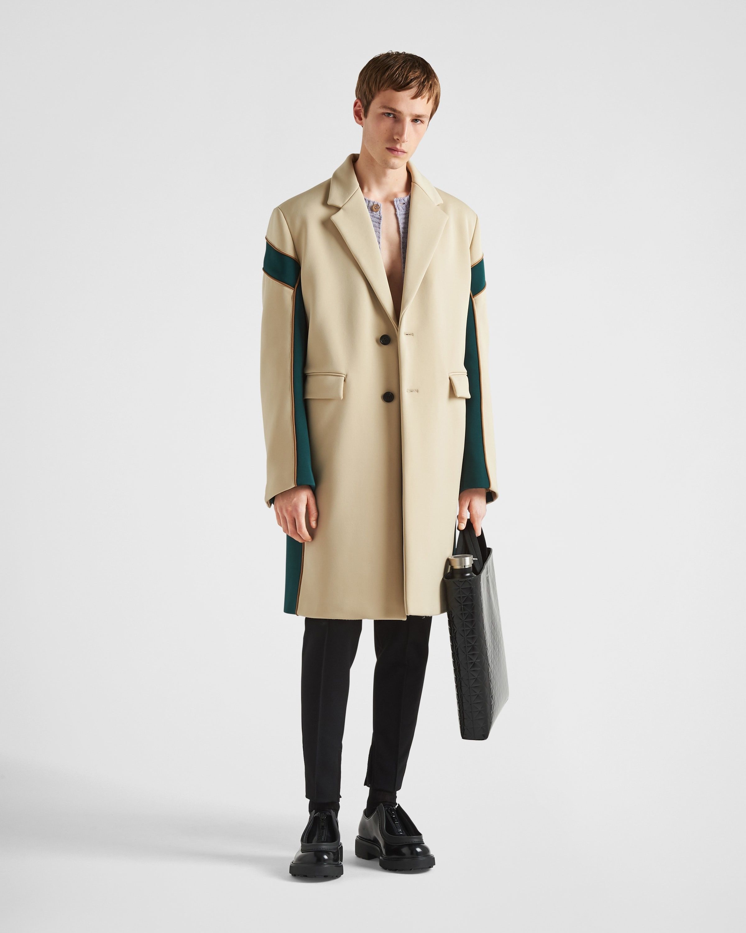 Prada o1mt1gz0225 Technical Fabric Coat in Beige/Green Size US XL / EU 56 / 4 - 5 Thumbnail