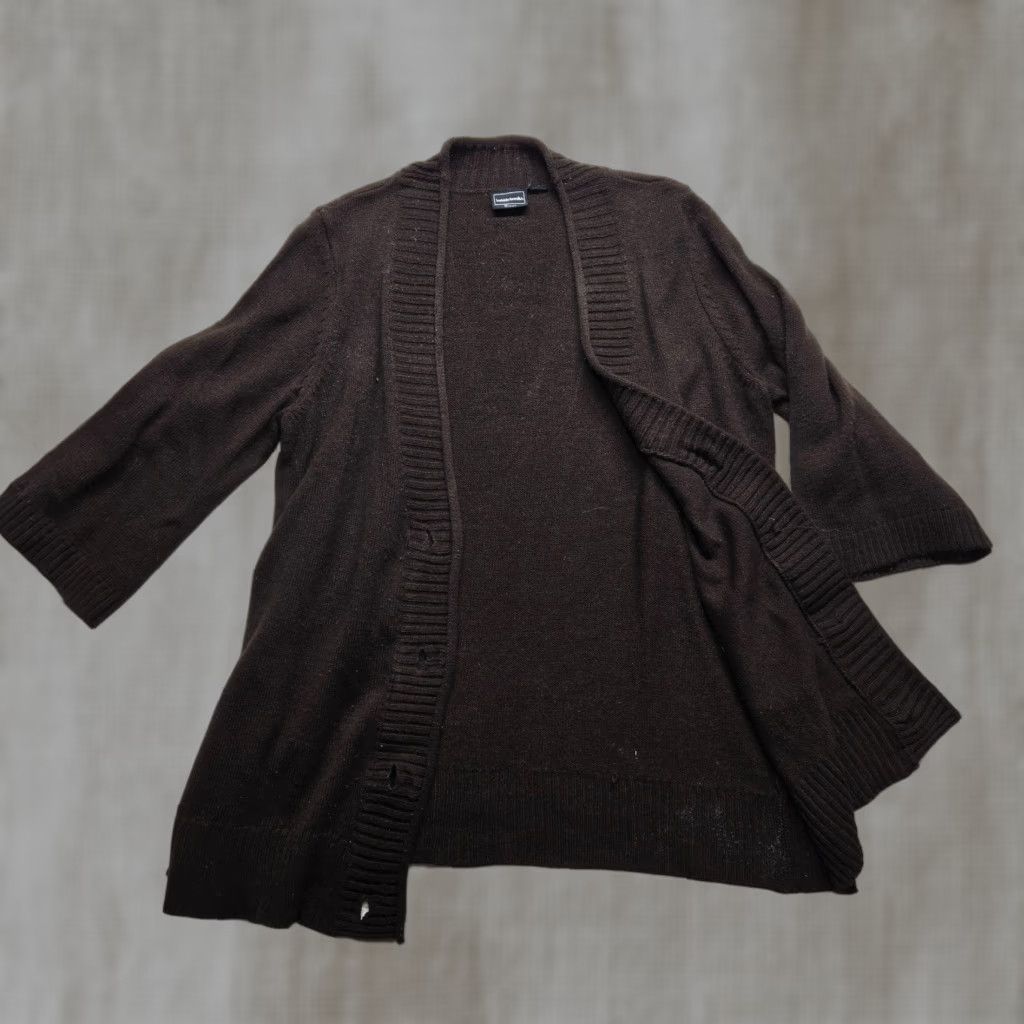 Vintage Bobbie Brooks Cardigan Adult Large Womens Brown Solid Knit Open Front Size L / US 10 / IT 46 - 1 Thumbnail