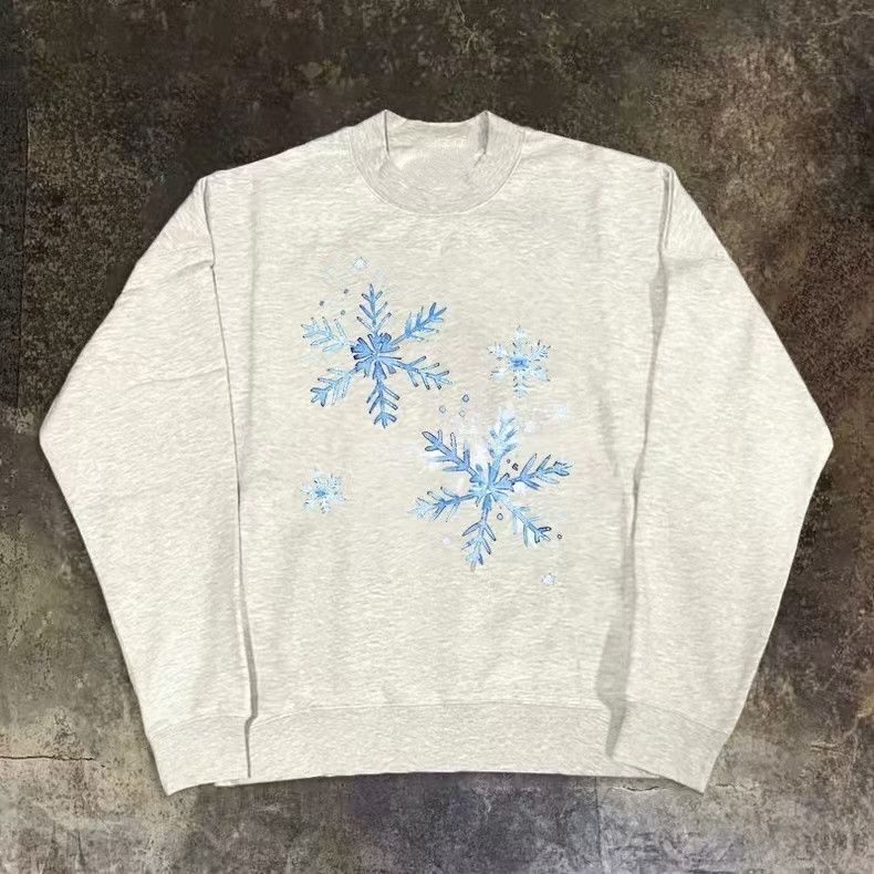 Vintage Gray washed retro snowflake print sweatshirt y2k Size US M / EU 48-50 / 2 - 1 Thumbnail