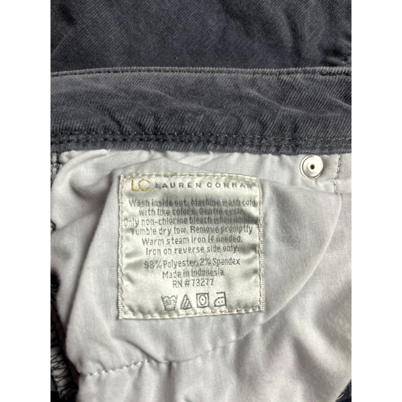 Vintage LC Lauren Conrad Pants Women's 6 Gray Corduroy Straight Pockets Regular Fit Chino Casual Fall Spring Summer Womens Size 28" / US 6 / IT 42 - 7 Thumbnail