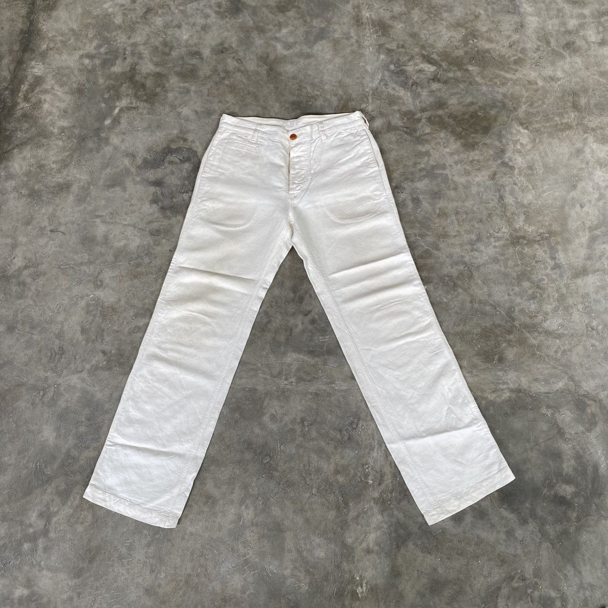 Japanese Brand 2000s Sanca White Back Buckle Pants Size US 28 / EU 44 - 1 Thumbnail
