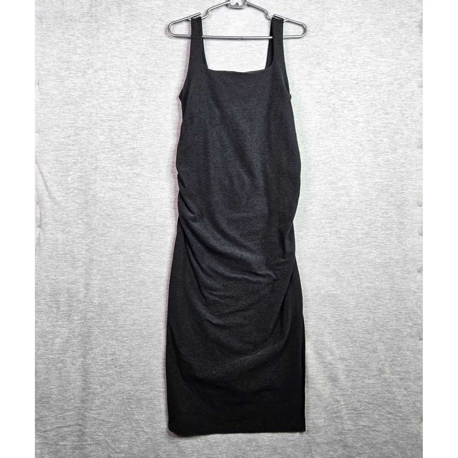 Vintage Beyond Yoga Maternity Tank Dress Gray Midi Bodycon Sleeveless Square Neck L Adult Womens - Size L / US 10 / IT 46 - 2 Thumbnail
