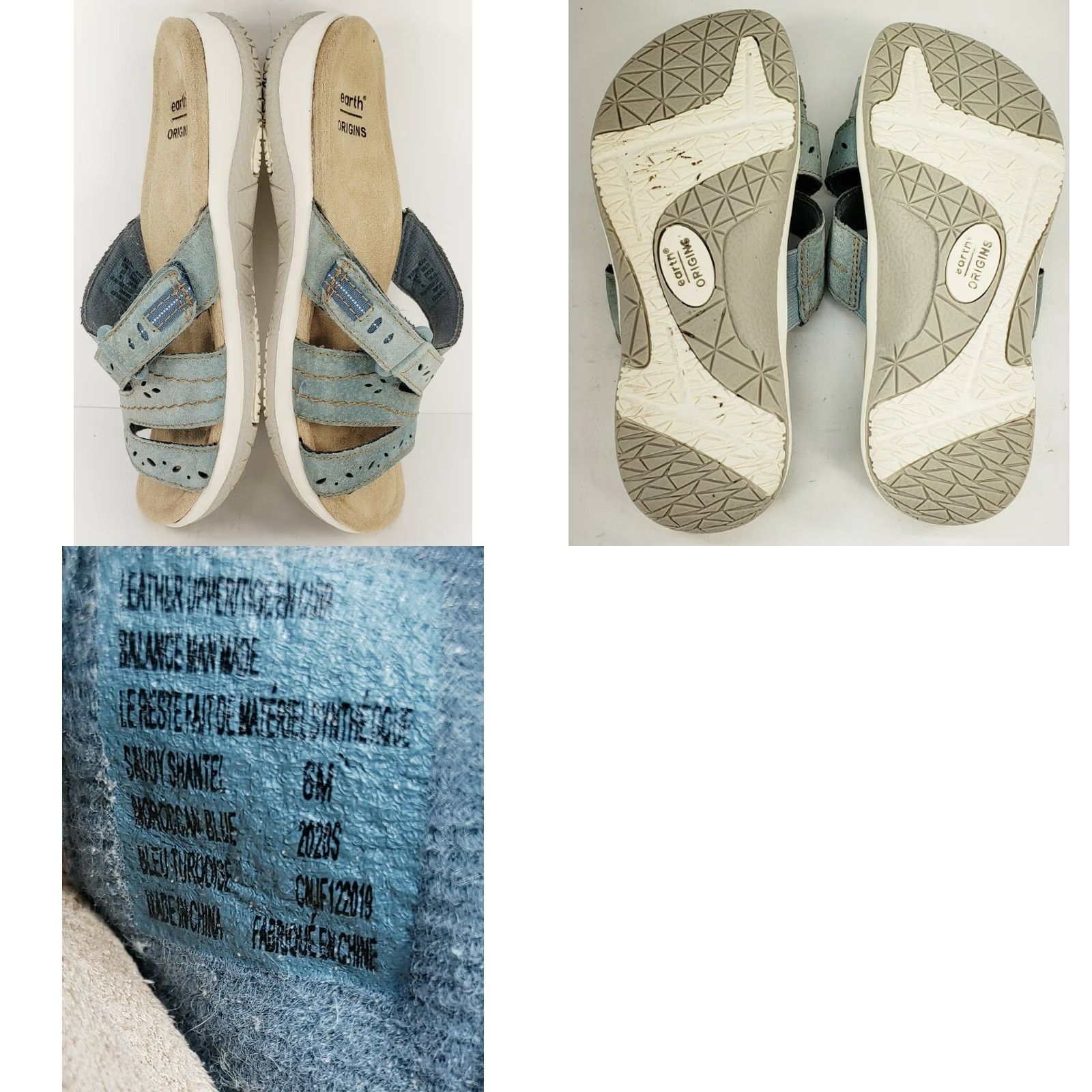 Vintage Earth Origins Savoy Shantel Slide Sandals Womens Morrocan Blue Tan 6M Size US 6 / IT 36 - 8 Thumbnail