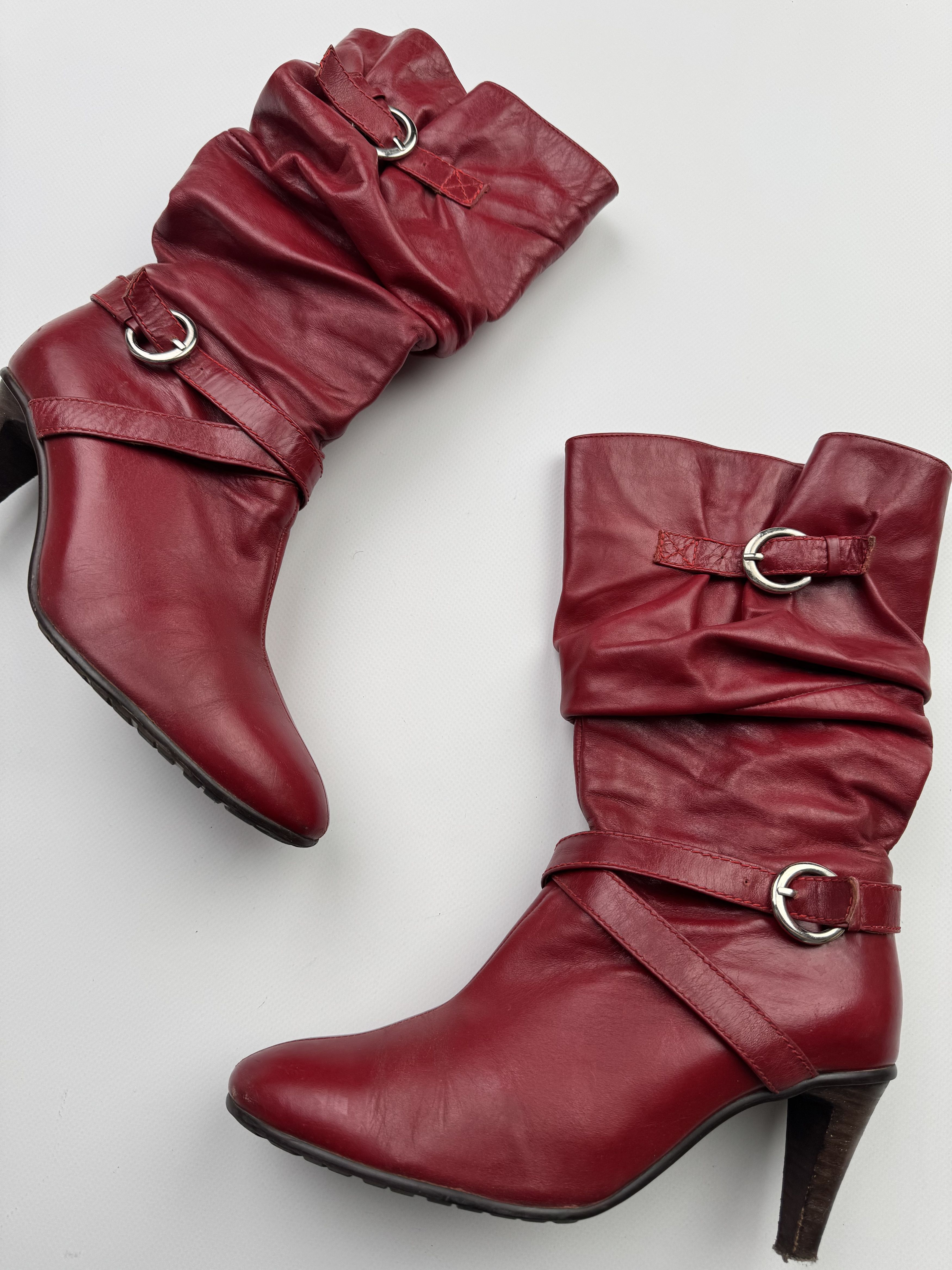 Vintage Vintage Leather Heels Boots With Belted B343(V372)E2 Size US 7 / IT 37 - 2 Thumbnail