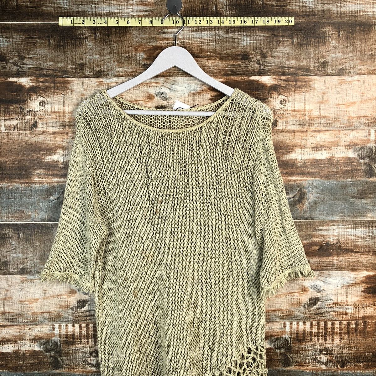 Designer × Homespun Knitwear × Japanese Brand Christian Aujard crochet japan Green Knitwear #A1657 Size XL / US 12-14 / IT 48-50 - 2 Thumbnail
