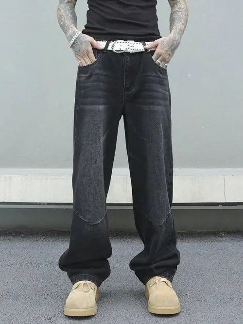 Japanese Brand Faded Skate Baggy Denim Jeans Loose fit Size US 34 / EU 50 - 4 Thumbnail