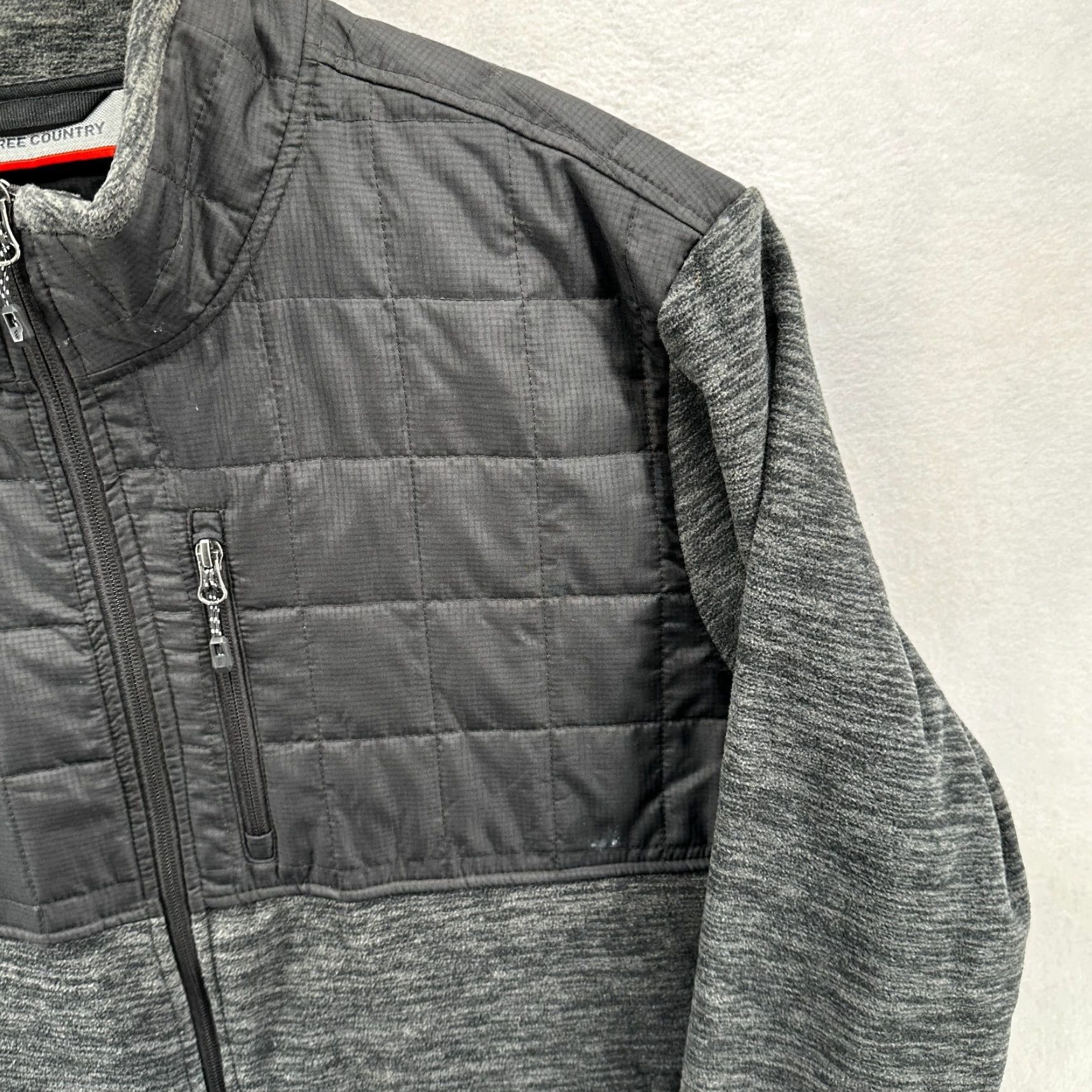 Free Country Free Country Jacket Mens 2XL Overlay Fleece Full Zip Black Gray Size US XXL / EU 58 / 5 - 4 Thumbnail