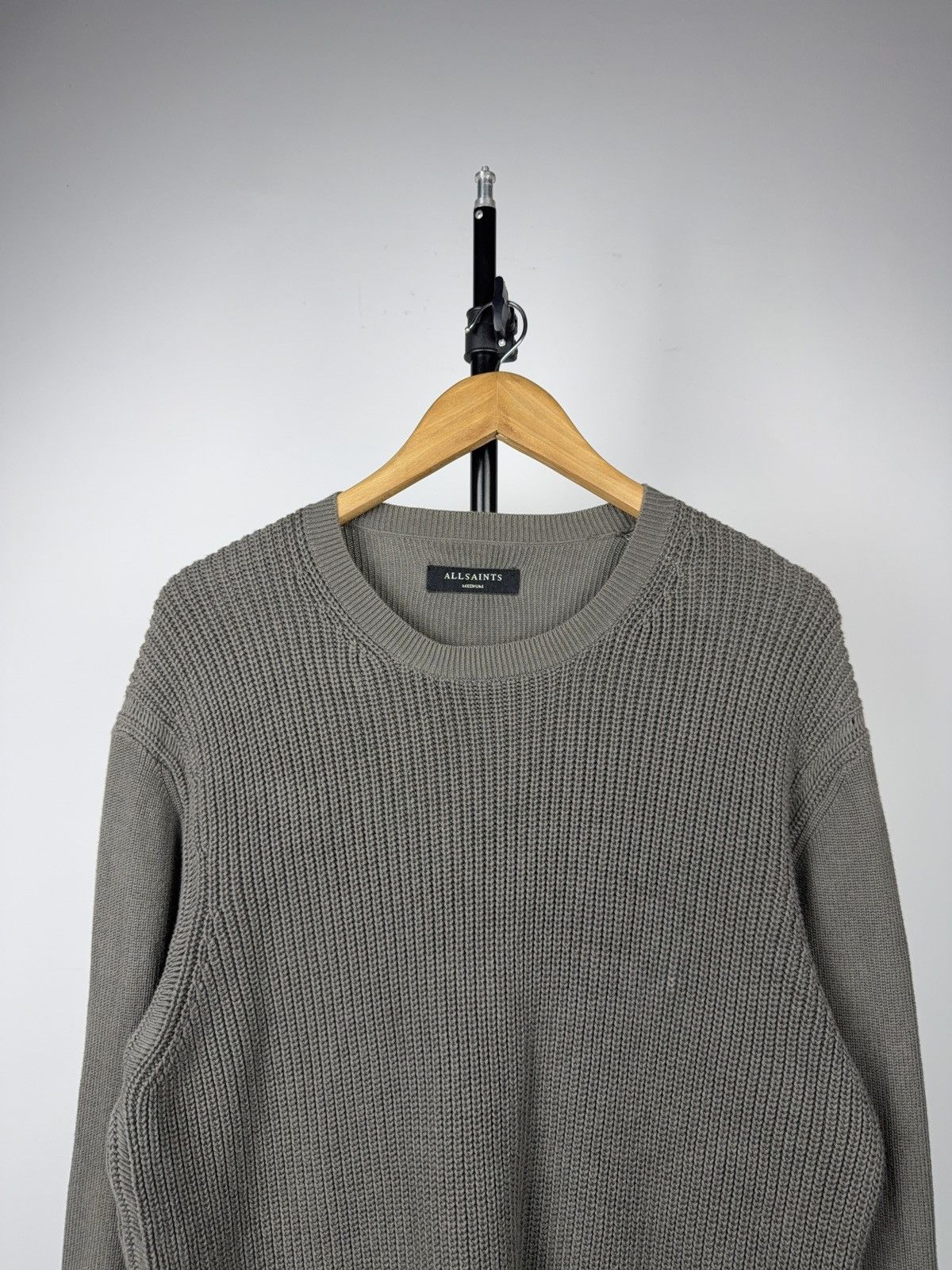 Allsaints Avant GardeAllSaints Grey Vertical Rib Knit Crewneck Sweater Size US M / EU 48-50 / 2 - 2 Thumbnail
