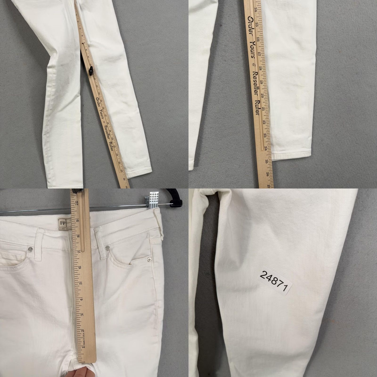 Free People Free People Jeans Womens 25 White Ripped Skinny Stretch Denim Boho Casual Grunge Mid Rise 5-Pocket Womens Boys Girls Size 42" / US 20 - 9 Thumbnail
