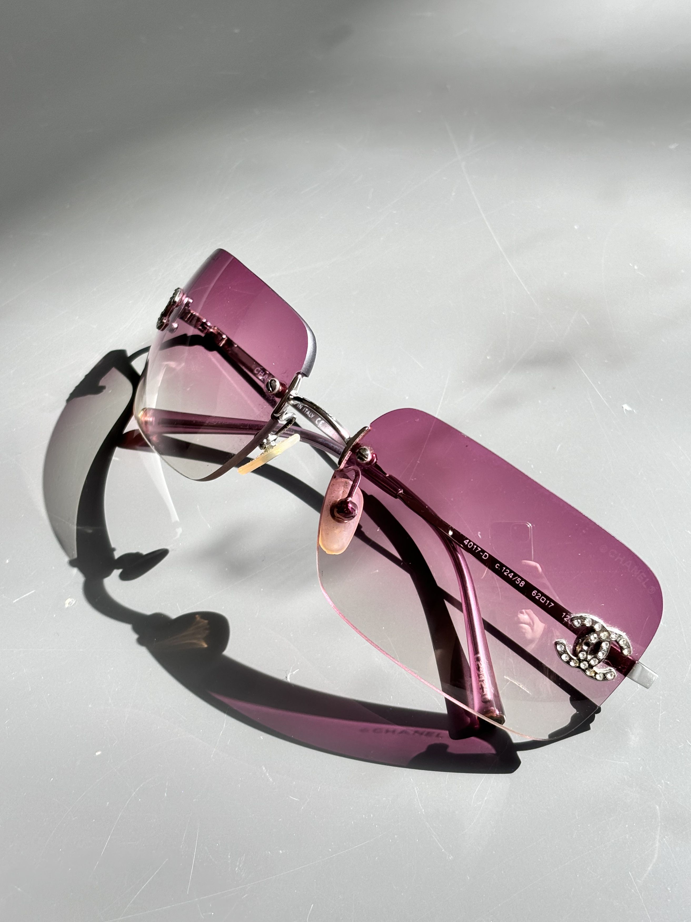 Chanel Sunglasses 4017 D CC Rhinestone Logo Rimless