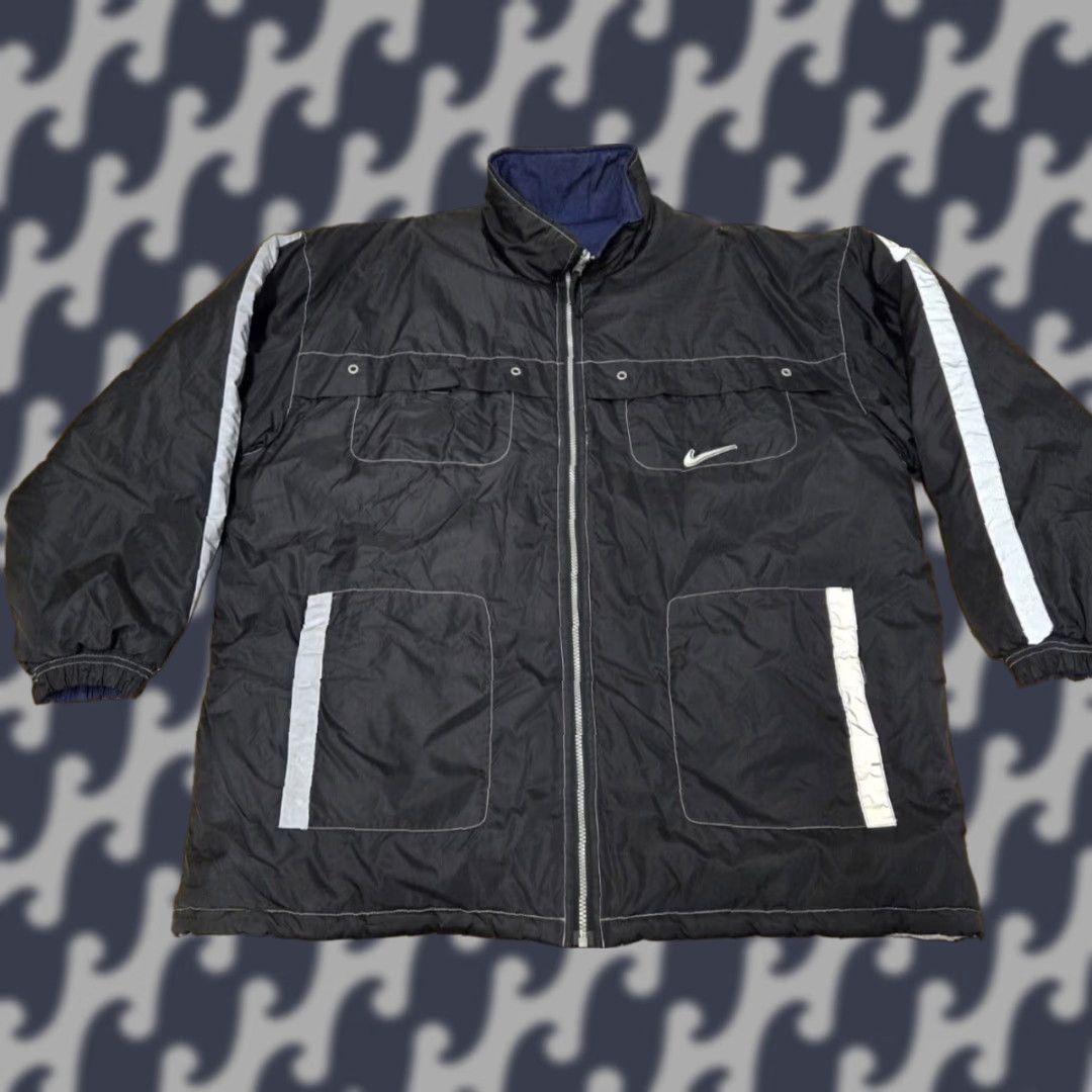 Nike VINTAGE Nike Jacket Reversible Insulated Black XL Mens 90s Bomber Zip Size US XL / EU 56 / 4 - 1 Thumbnail