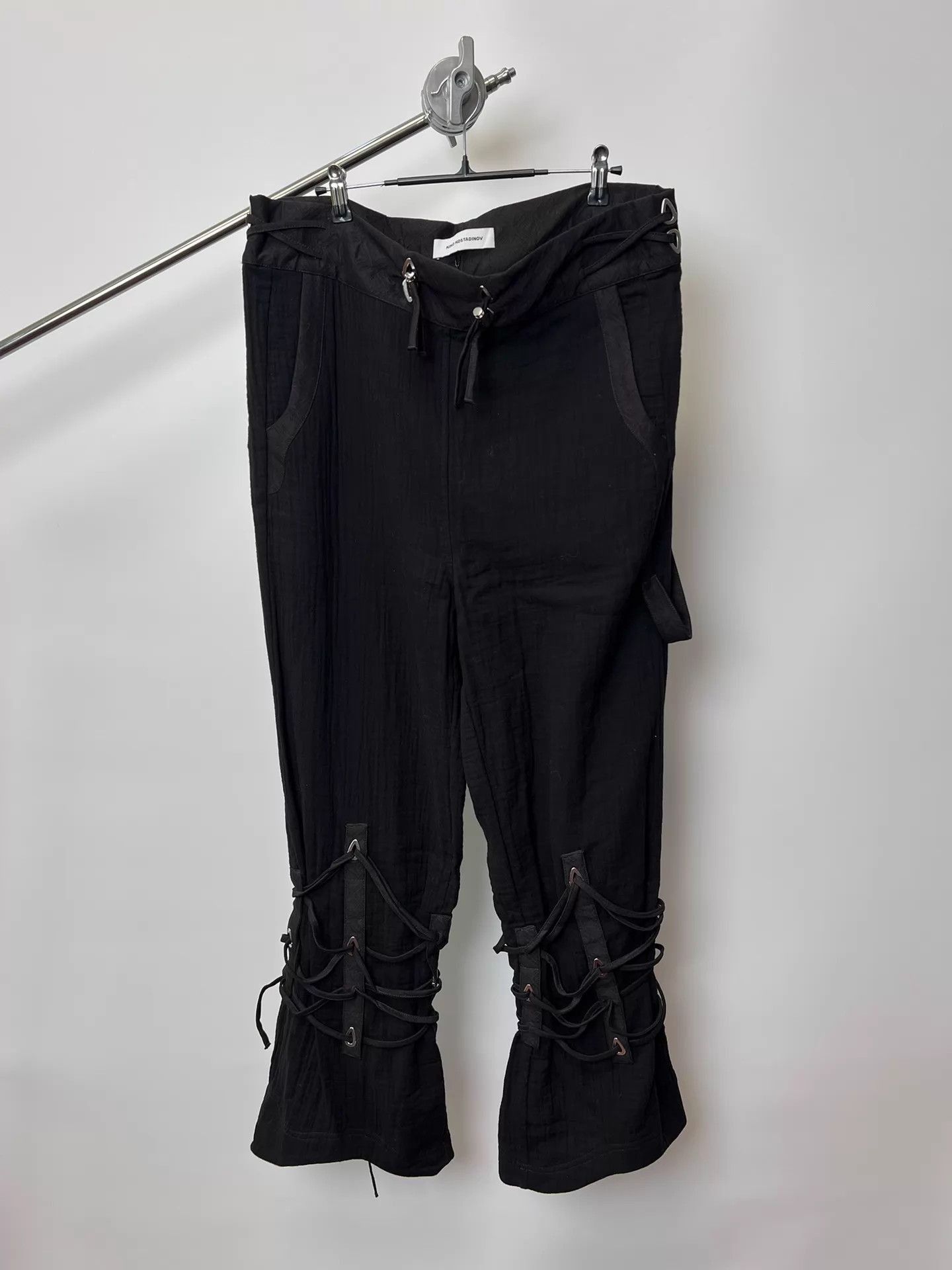 Kiko Kostadinov Black High-Waist Lace-Up Detail Casual Pants Size US 32 / EU 48 - 1 Thumbnail