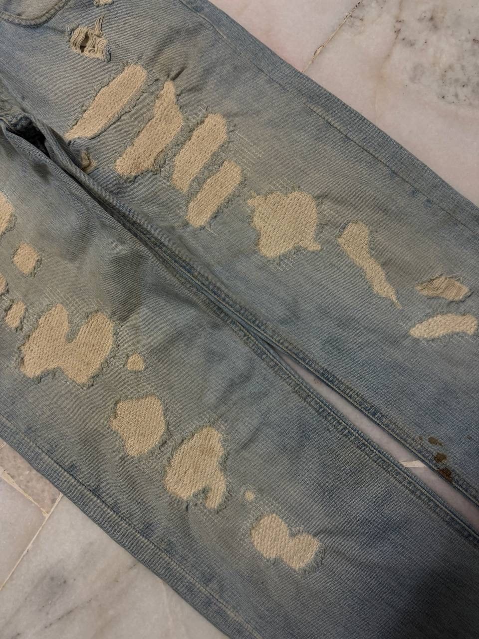 Vintage 💥Sashiko Boro Kapital Style Thrashed Rusty Jeans By Zara 90s Size US 34 / EU 50 - 6 Thumbnail