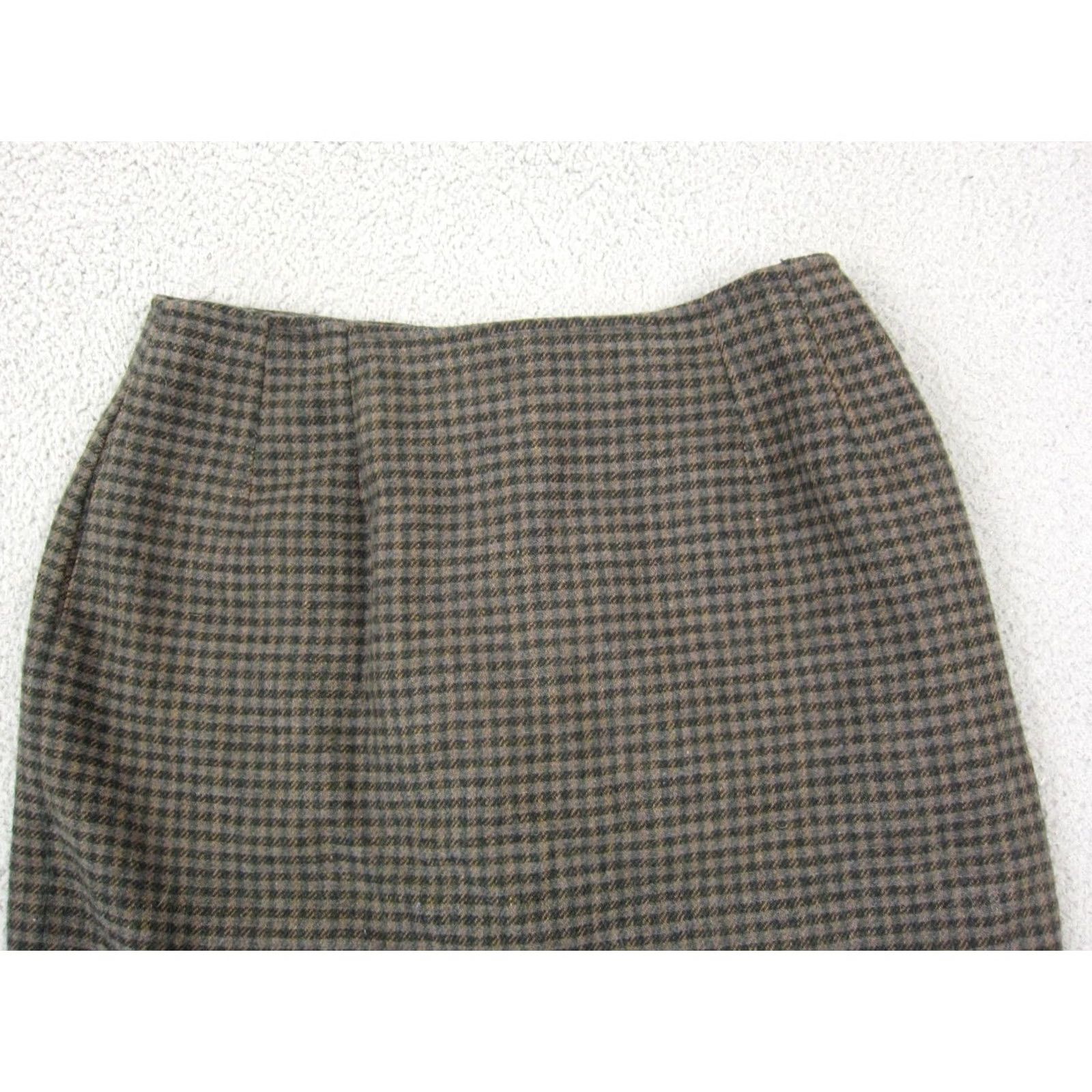 Vintage VINTAGE harvé benard Skirt Womens 14 Brown 100% Wool Gingham Mini 80s 90s City Preppy Retro Womens Size 36" / US 14 / IT 50 - 2 Thumbnail
