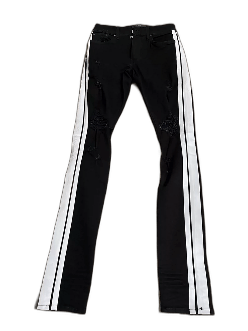 Amiri amiri black distressed jeans with white stripes Size US 30 / EU 46 - 1 Thumbnail
