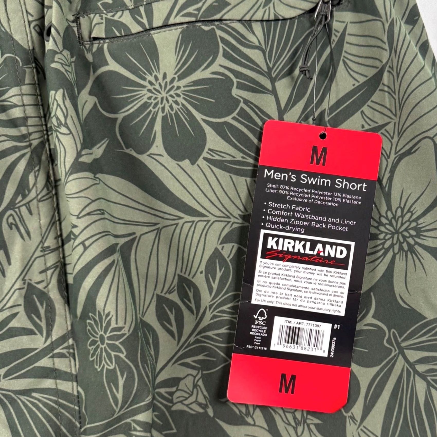 Swims Kirkland Mens M Swim Trunks Shorts Green Tropical Floral Quick Dry NWT Size US 31 - 3 Thumbnail