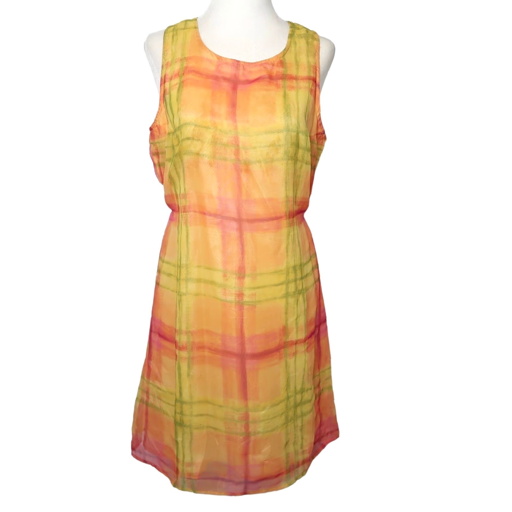 Vintage VINTAGE Byer Too 90s orange green plaid mini dress Sleeveless Bohemian Party Women’s Size 9 Size M / US 6-8 / IT 42-44 - 2 Thumbnail