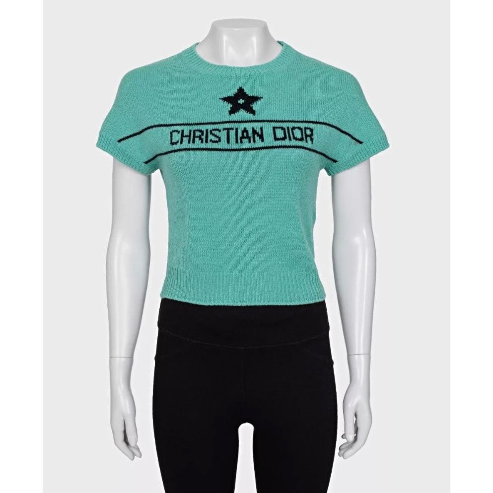 Dior Christian Dior Green Cashmere Signature Top Sz.36/S Size XS / US 0-2 / IT 36-38 - 1 Thumbnail