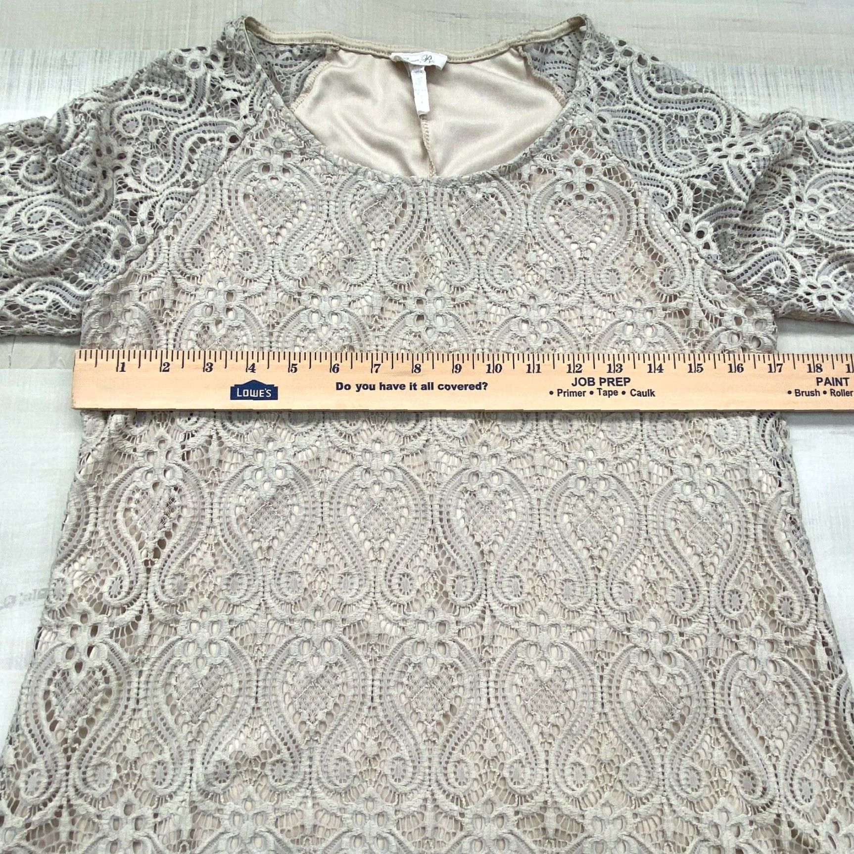 Vintage Brittany Black Womens Beige Lace 3/4 Sleeve Blouse Small Regular Fit Size S / US 4 / IT 40 - 6 Thumbnail
