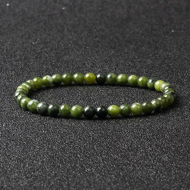 Jewelry Dark Green 4MM Reiki Natural Stone Beads Bracelet Size ONE SIZE - 1 Thumbnail