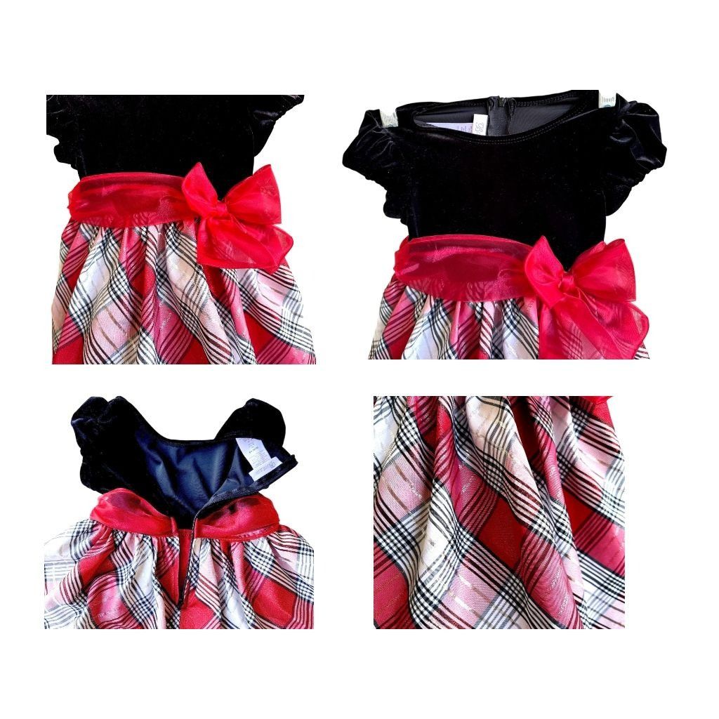 Other Bonnie Jean Velour Red Plaid Dress Toddler Girl 3T Christmas Size XS / US 0-2 / IT 36-38 - 8 Thumbnail