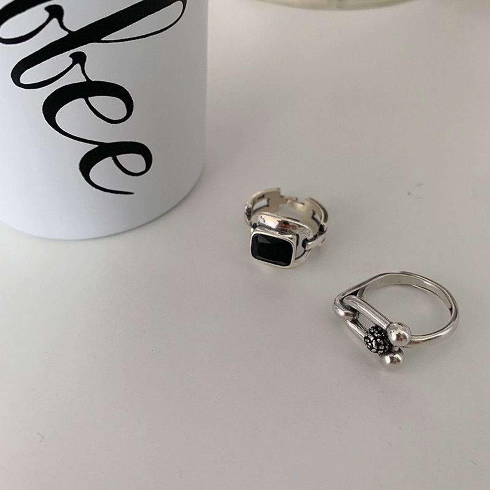 Jewelry 925 Silver Irregular Ring Set Size ONE SIZE - 4 Thumbnail