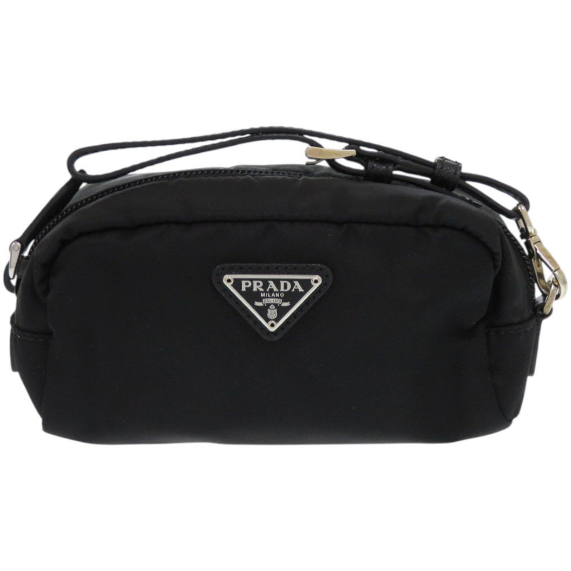Prada Like new Prada pouch with strap, 1NE175 nylon, silver hardware, black, 0351 PRADA Size ONE SIZE - 1 Thumbnail