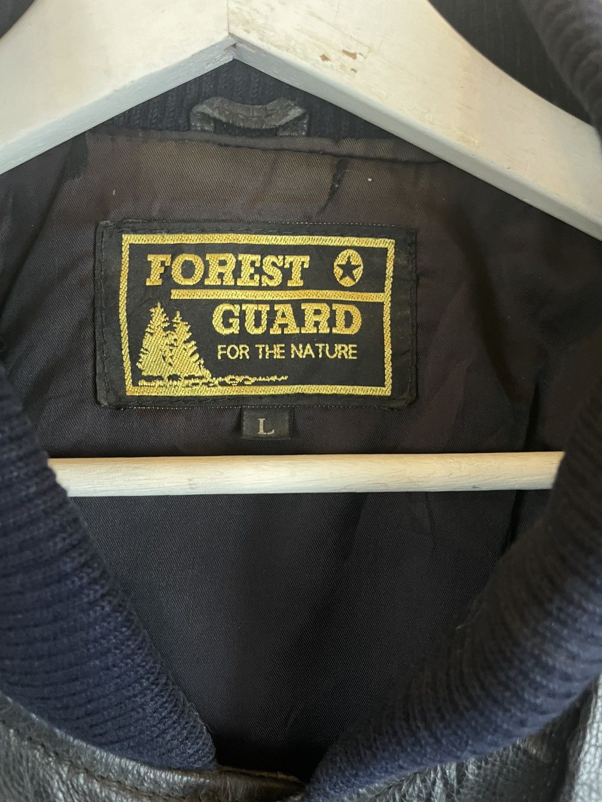 Japanese Brand Vintage forest guard leather varsity Jacket ziper ups Size US L / EU 52-54 / 3 - 3 Thumbnail