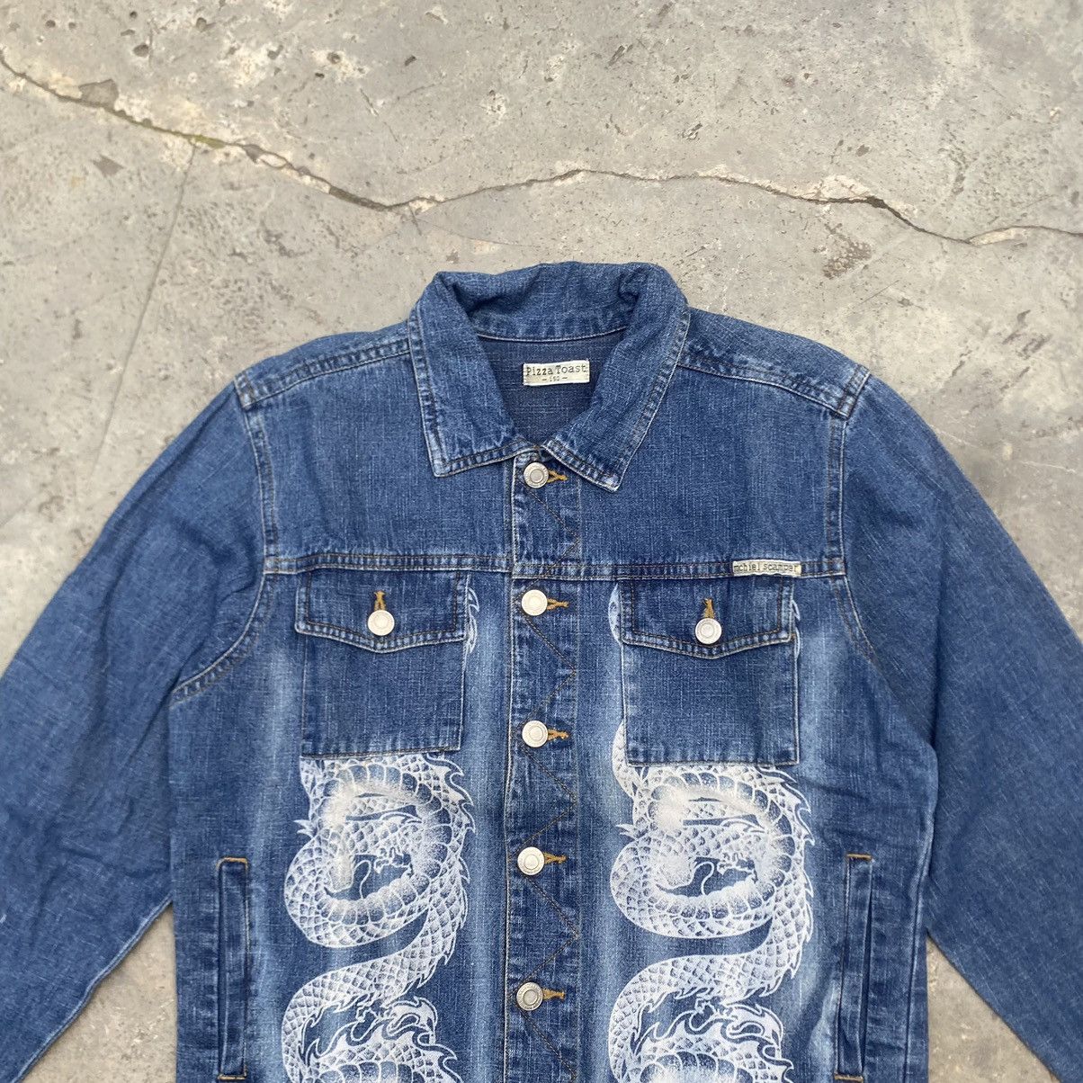 If Six Was Nine Y2K Pizza Toast Dragon Print Denim Jacket Size US M / EU 48-50 / 2 - 3 Thumbnail