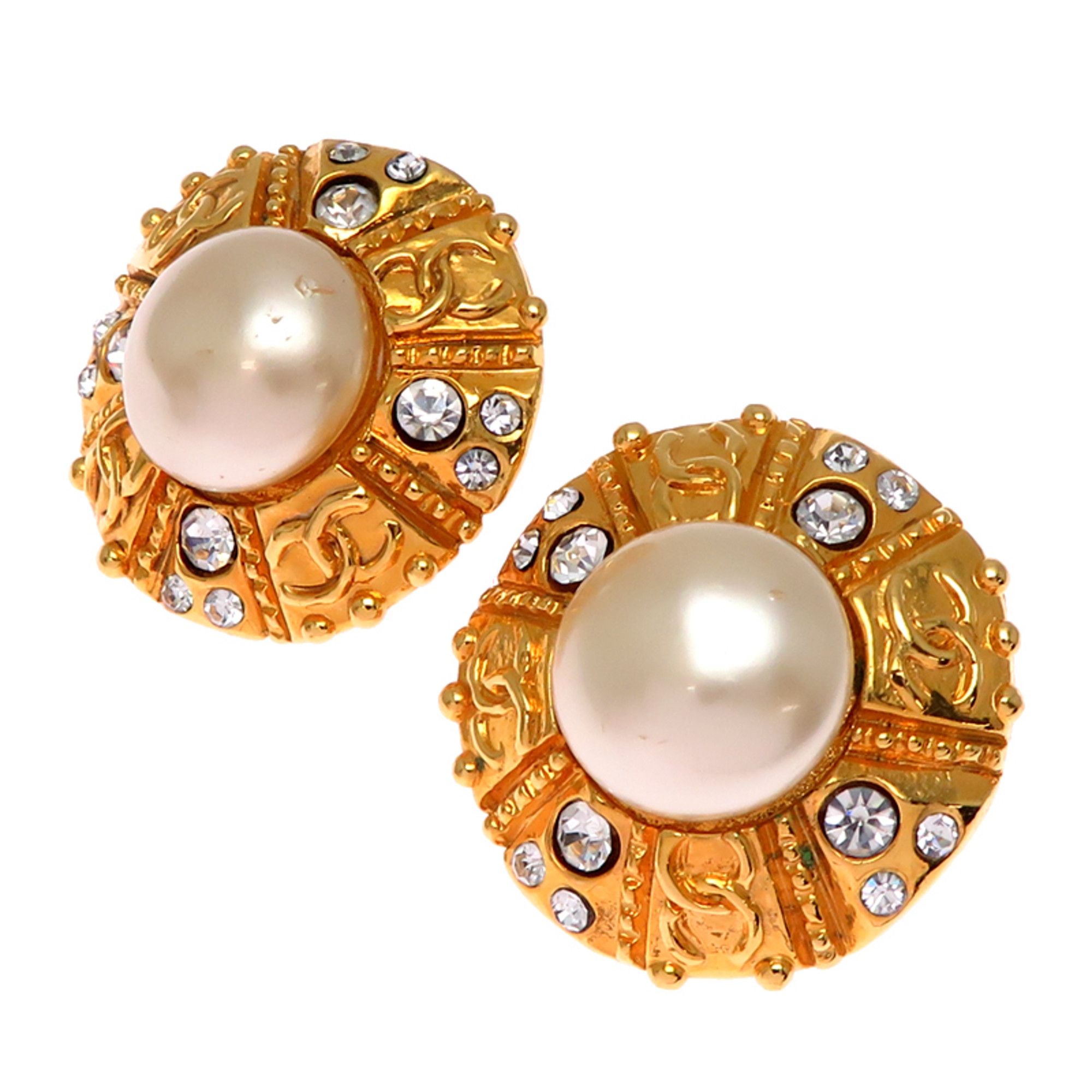 Chanel Chanel Coco Mark Pearl Women's Earrings GP Size ONE SIZE - 1 Thumbnail