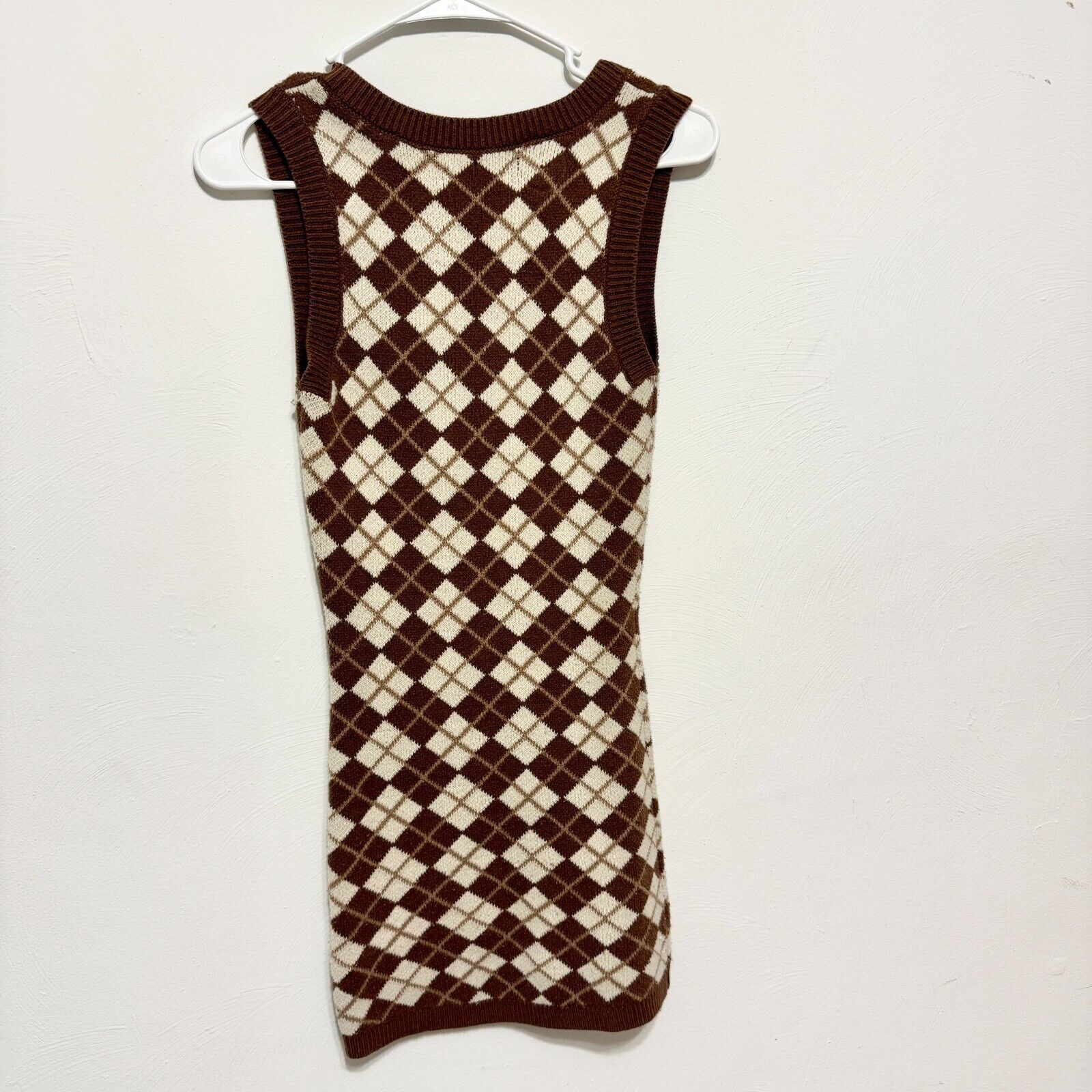 Hollister Hollister Dress XS Brown Plaid Sleeveless Knit Sweater Mini Size XS / US 0-2 / IT 36-38 - 7 Thumbnail