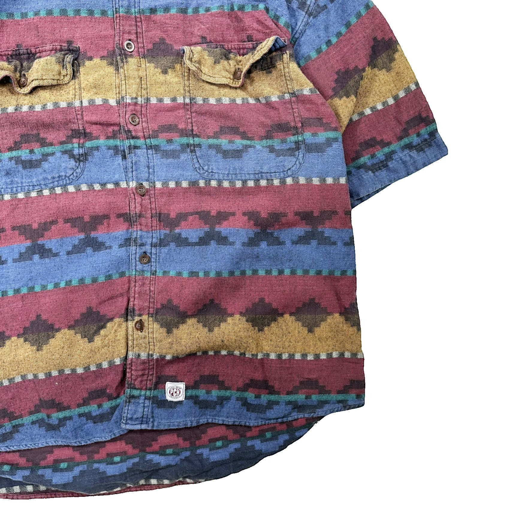 Vintage Vintage 90s Aztec Light Button Up Shirt Size US L / EU 52-54 / 3 - 3 Thumbnail