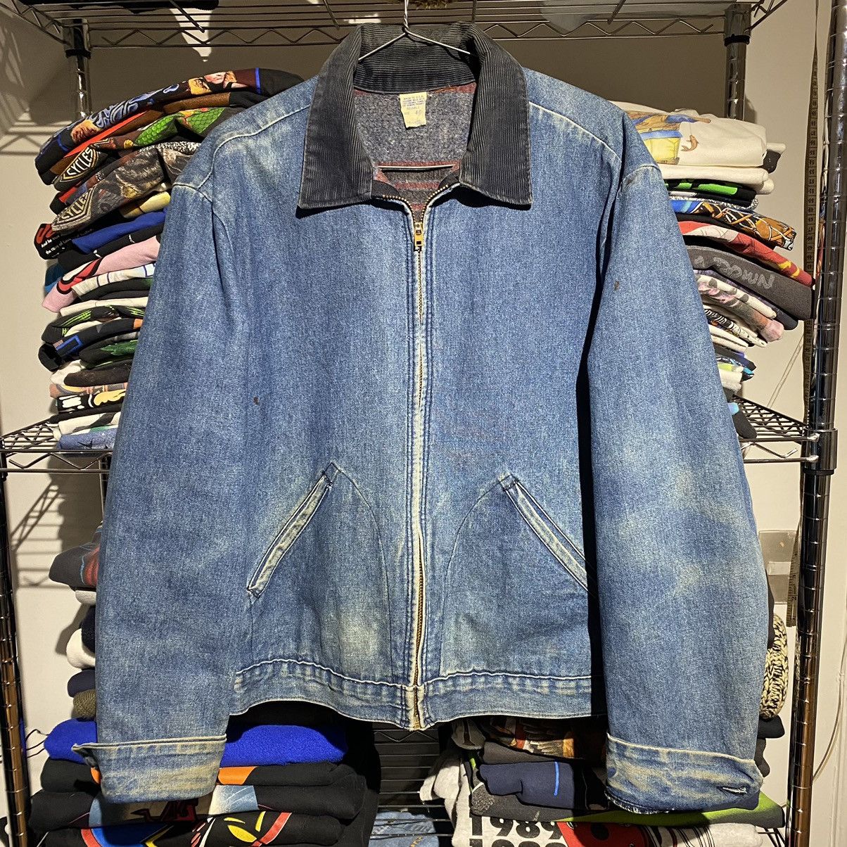 Vintage 1970 Vintage Denim Work Jacket Blanket Lining (Made in USA) Size US S / EU 44-46 / 1 - 1 Thumbnail