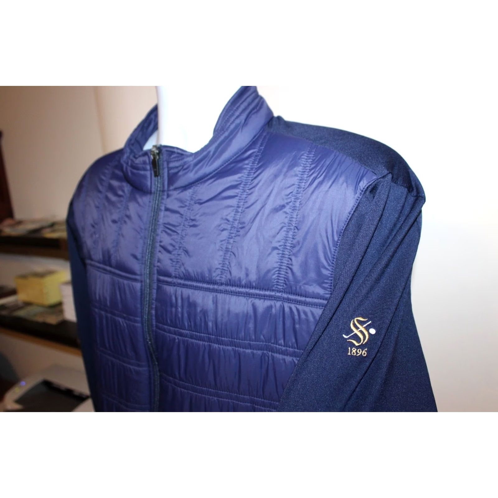 Vintage Straight Down Golf Jacket - Blue Puffer Full Zip Nylon Softshell Men XL VINTAGE? Size US XL / EU 56 / 4 - 4 Thumbnail