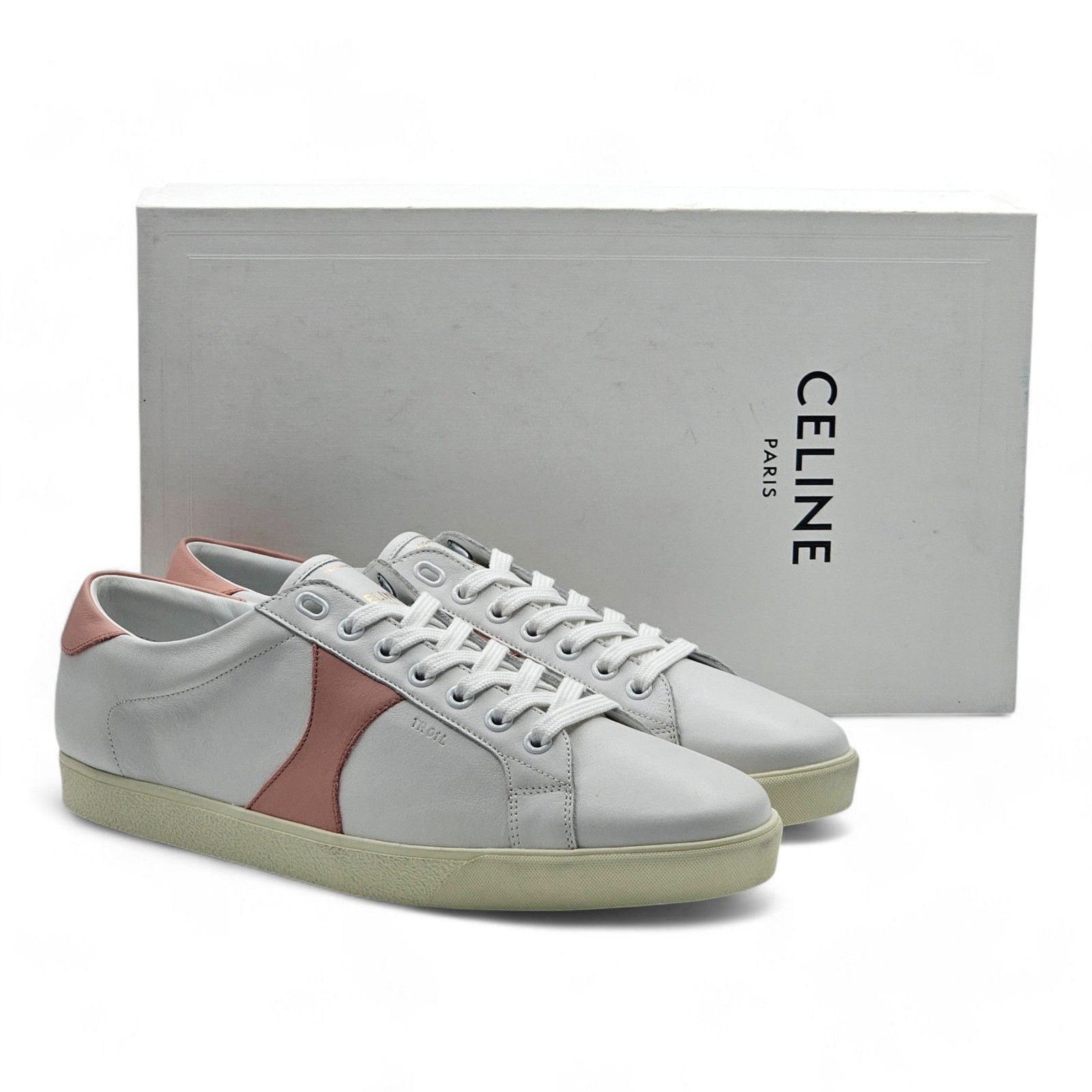 Celine Triomphe Low Top Sneakers - Leather - White & Pink - 42 12US Size US 12 / IT 42 - 2 Thumbnail
