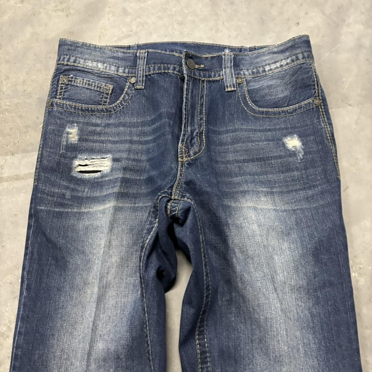 Japanese Brand × Vintage Crazy Vintage Y2K/2000s Grunge Faded Dark Wash Starched Denim Jeans! Size US 36 / EU 52 - 4 Thumbnail