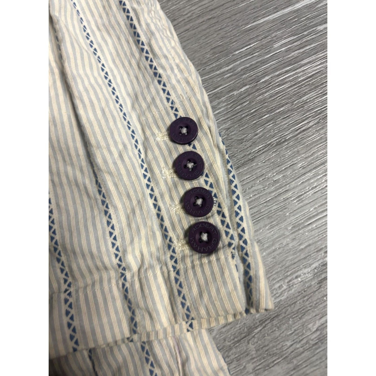 Robert Graham Robert Graham Blazer Sport Coat Mens Large White Striped Cotton Casual Jacket Size 42R - 3 Thumbnail