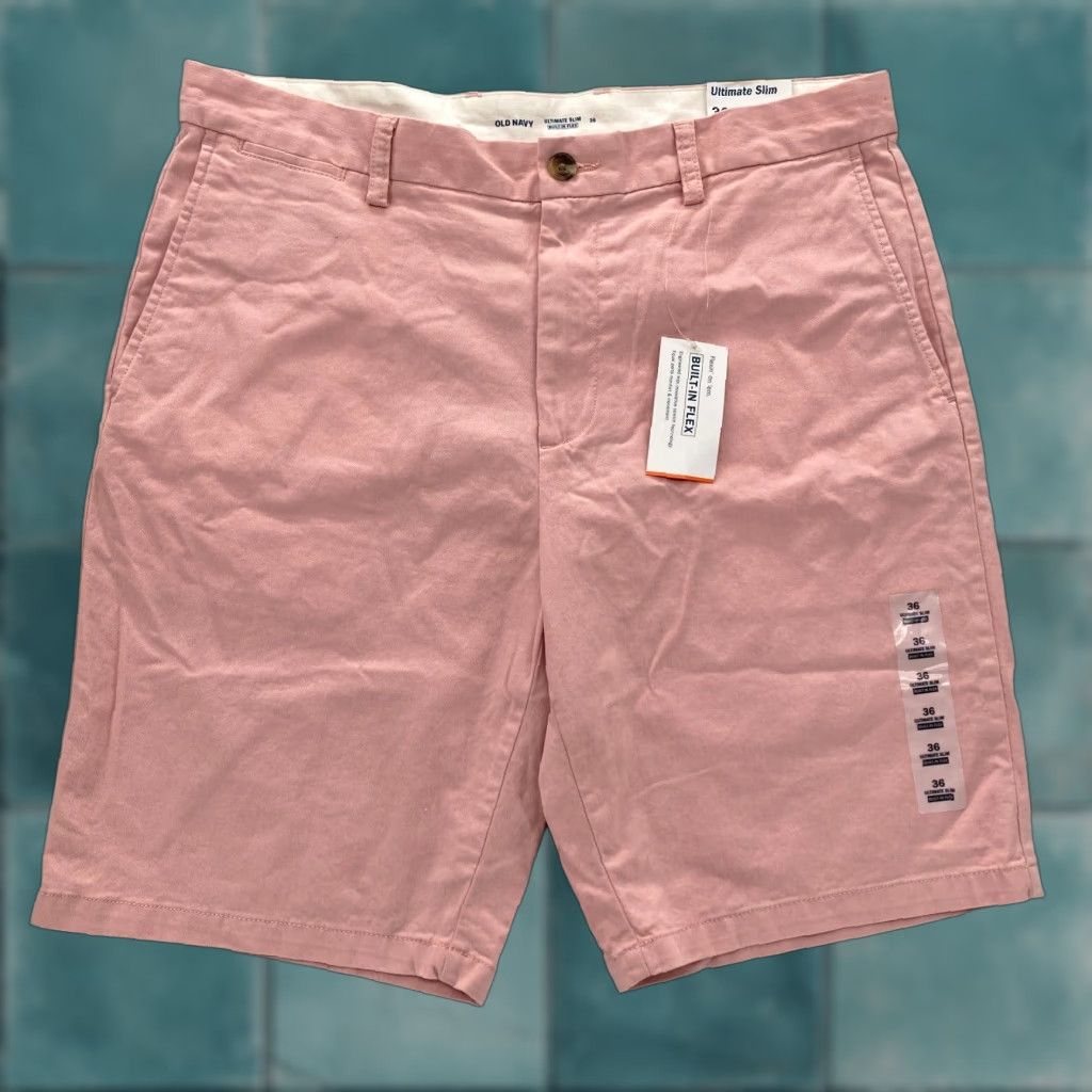 Old Navy Old Navy Slim Chino Shorts Mens 36 Pink Built In Flex Casual Preppy NWT Size US 36 / EU 52 - 1 Thumbnail