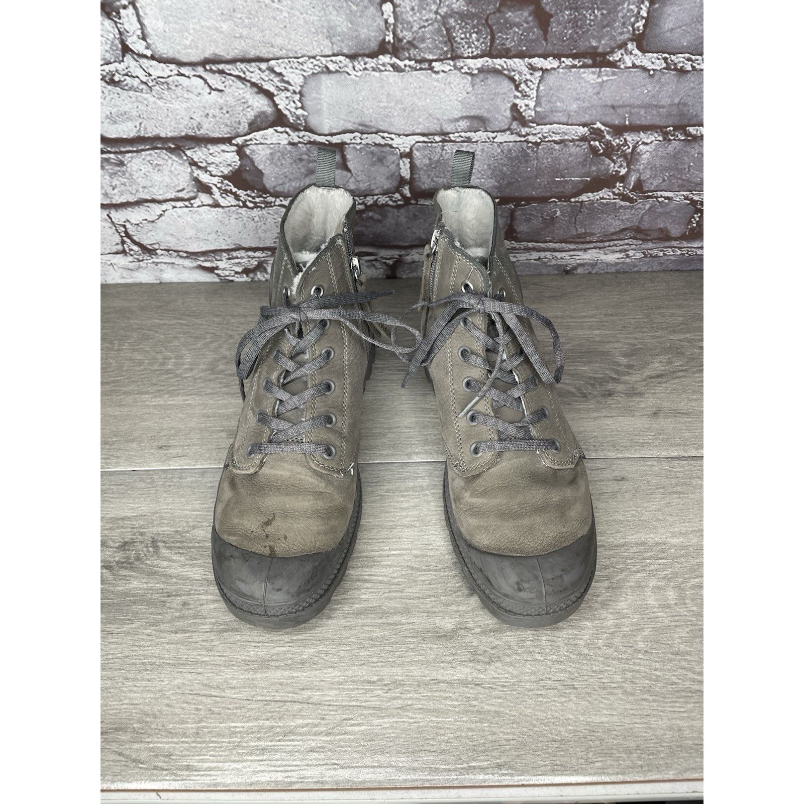 Palladium Palladium Pampa Gray Leather Lace Up Lined Combat Boots Wome Size US 7.5 / IT 37.5 - 17 Thumbnail