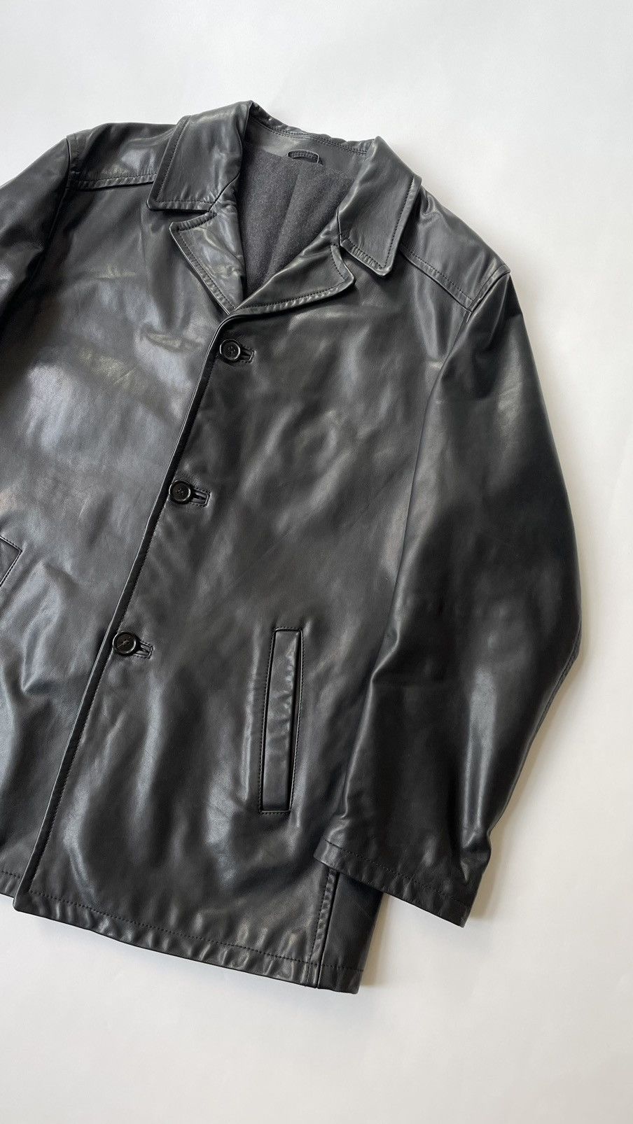 Prada A/W 2000 Black Leather Overcoat Size US XL / EU 56 / 4 - 5 Thumbnail